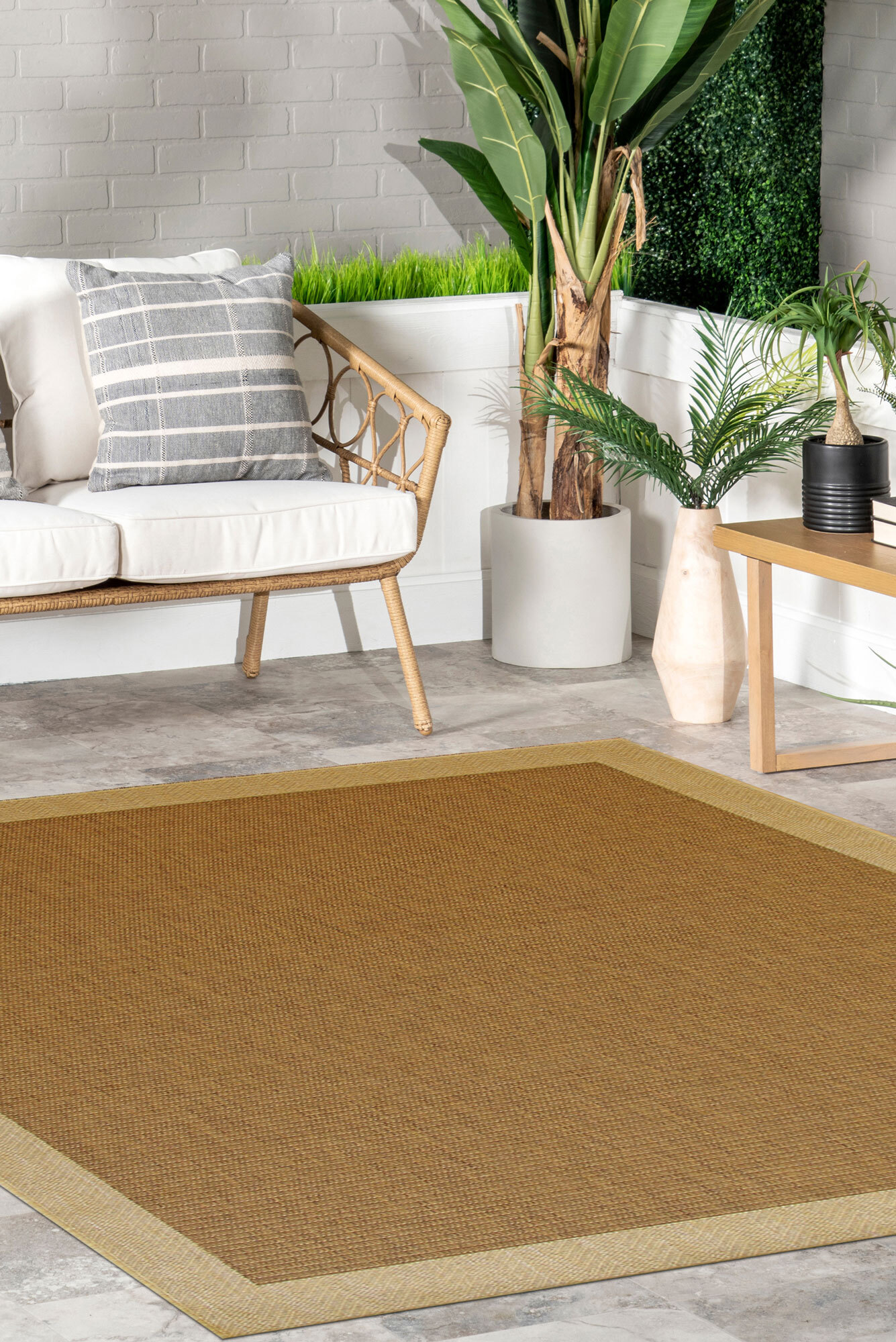 Large View Sama Indoor Outdoor Border Rug(Size 170 x 120cm)