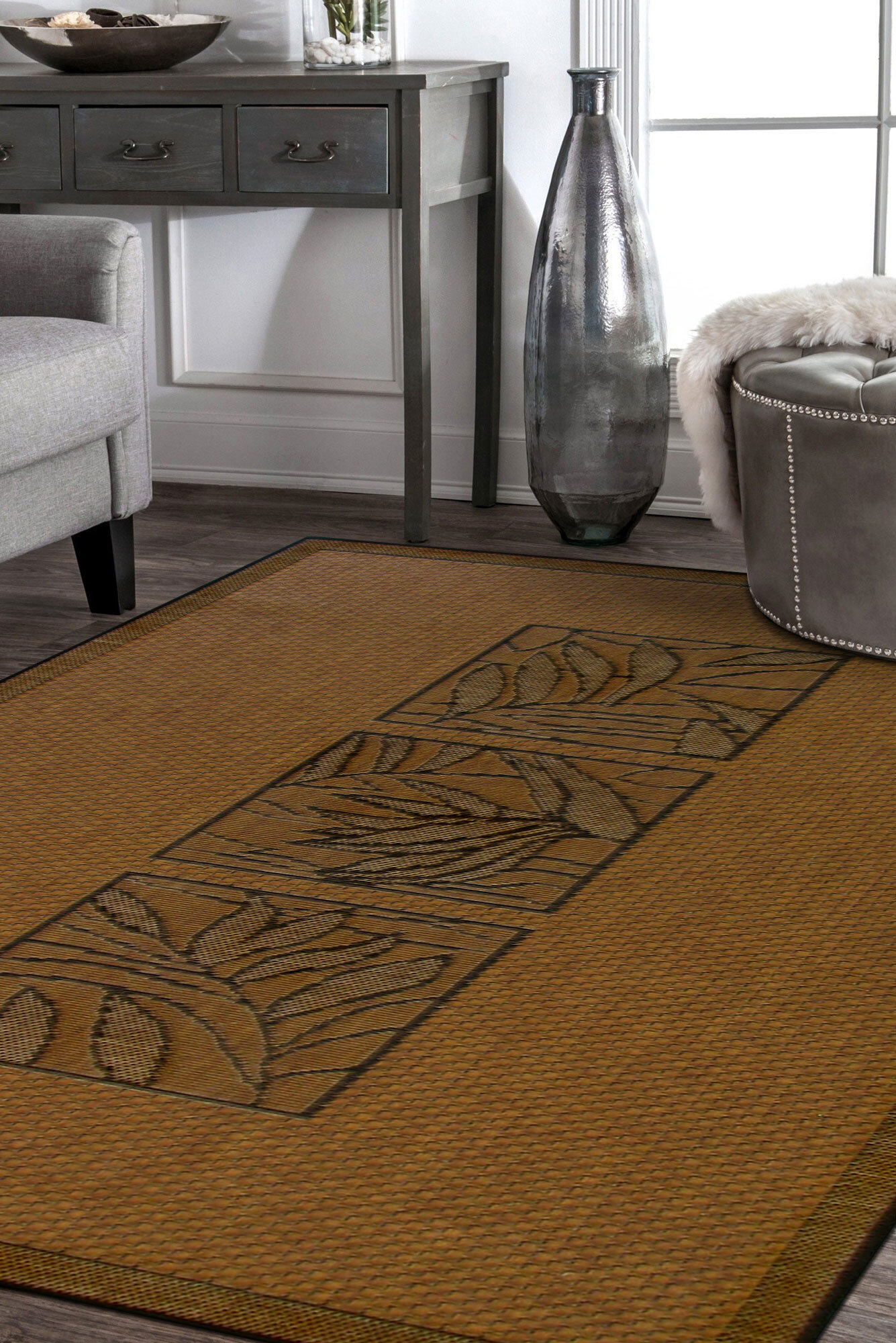 Large View Storm Floral Indoor Outdoor Rug(Size 170 x 120cm)