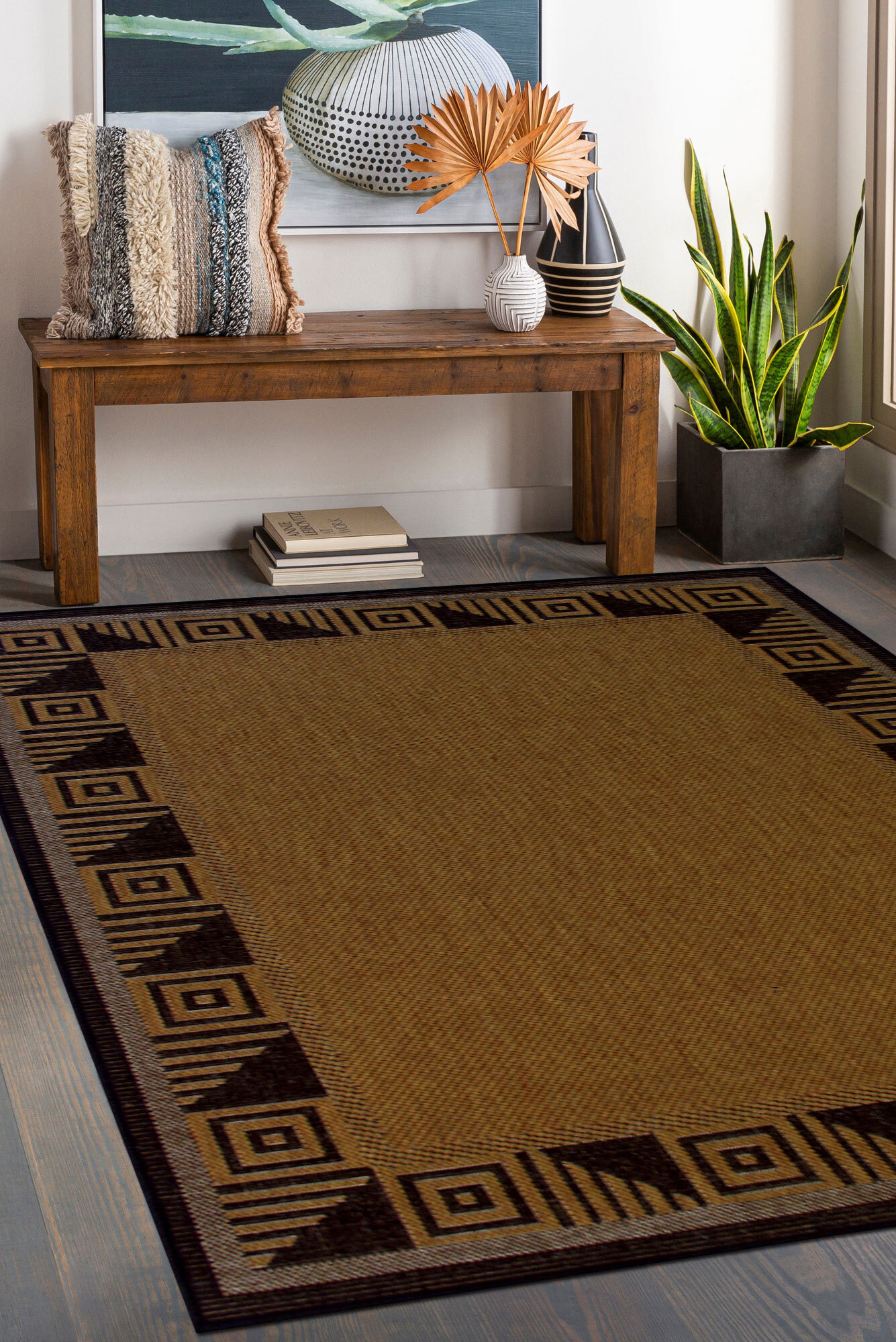 Large View Storm Indoor Outdoor Border Rug(Size 170 x 120cm)