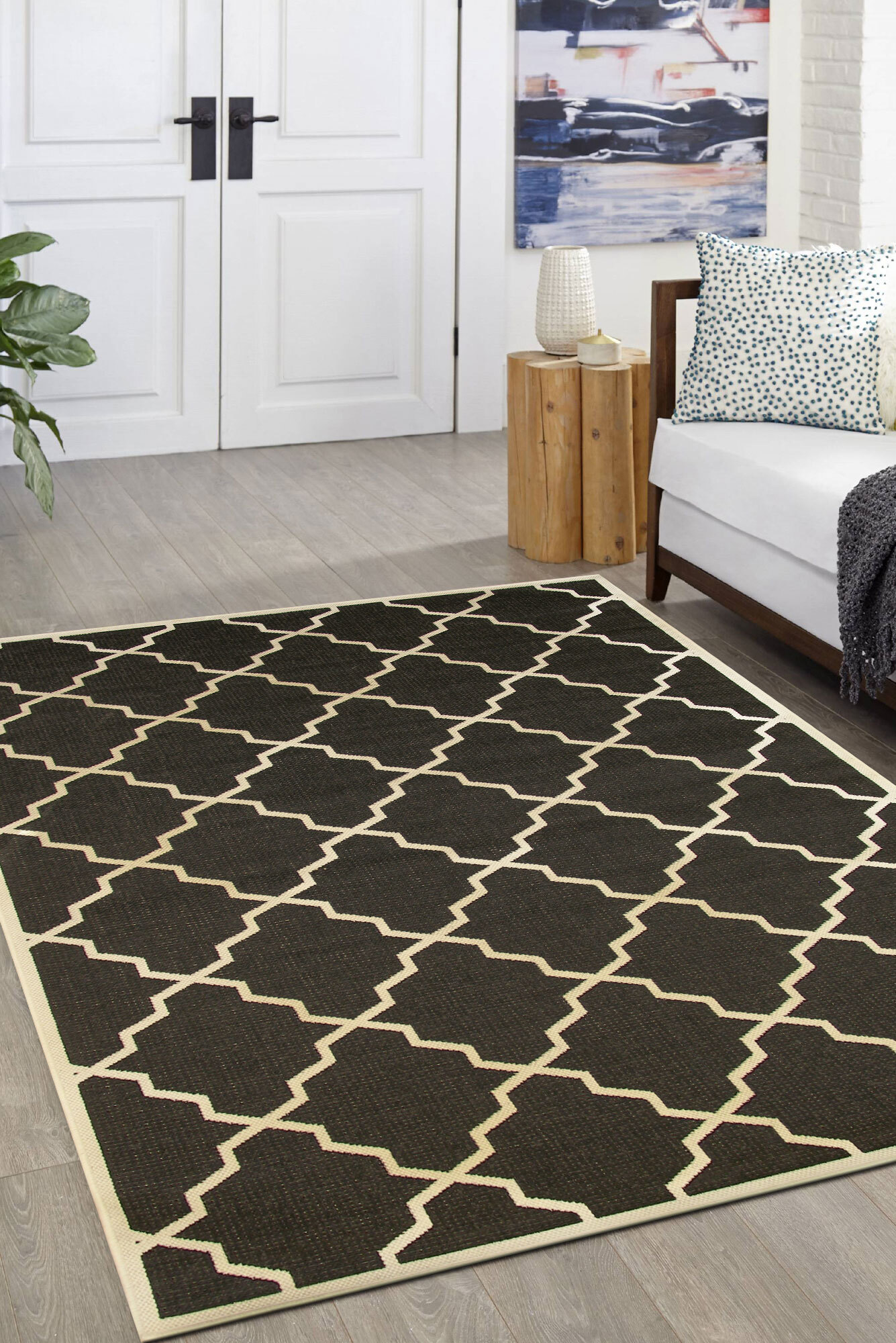 Large View Storm Flatweave Trellis Rug(Size 170 x 120cm)