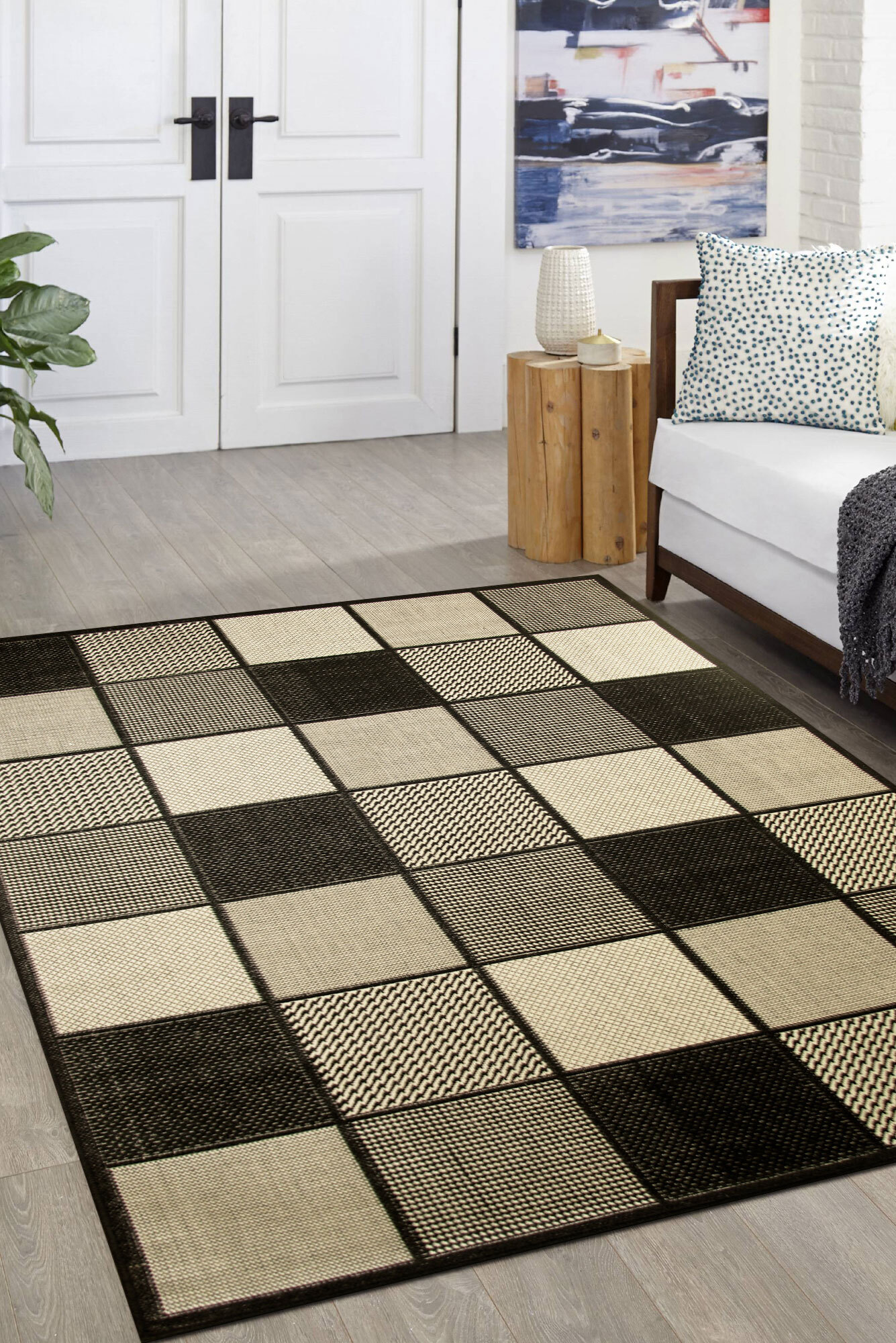 Large View Storm Flatweave Geometric Rug(Size 170 x 120cm)