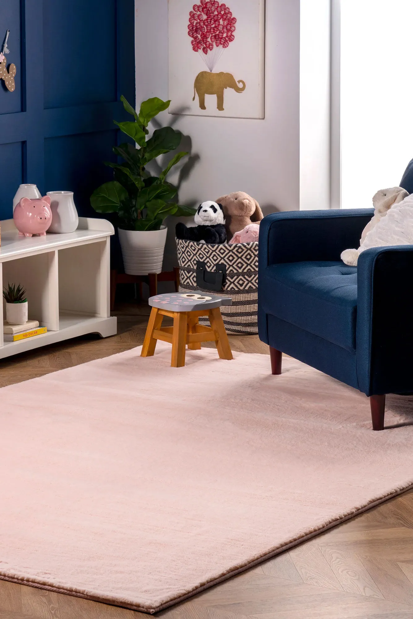 Large View Sofi Pink Faux Rabbit Shaggy Rug(Size 170 x 120cm)