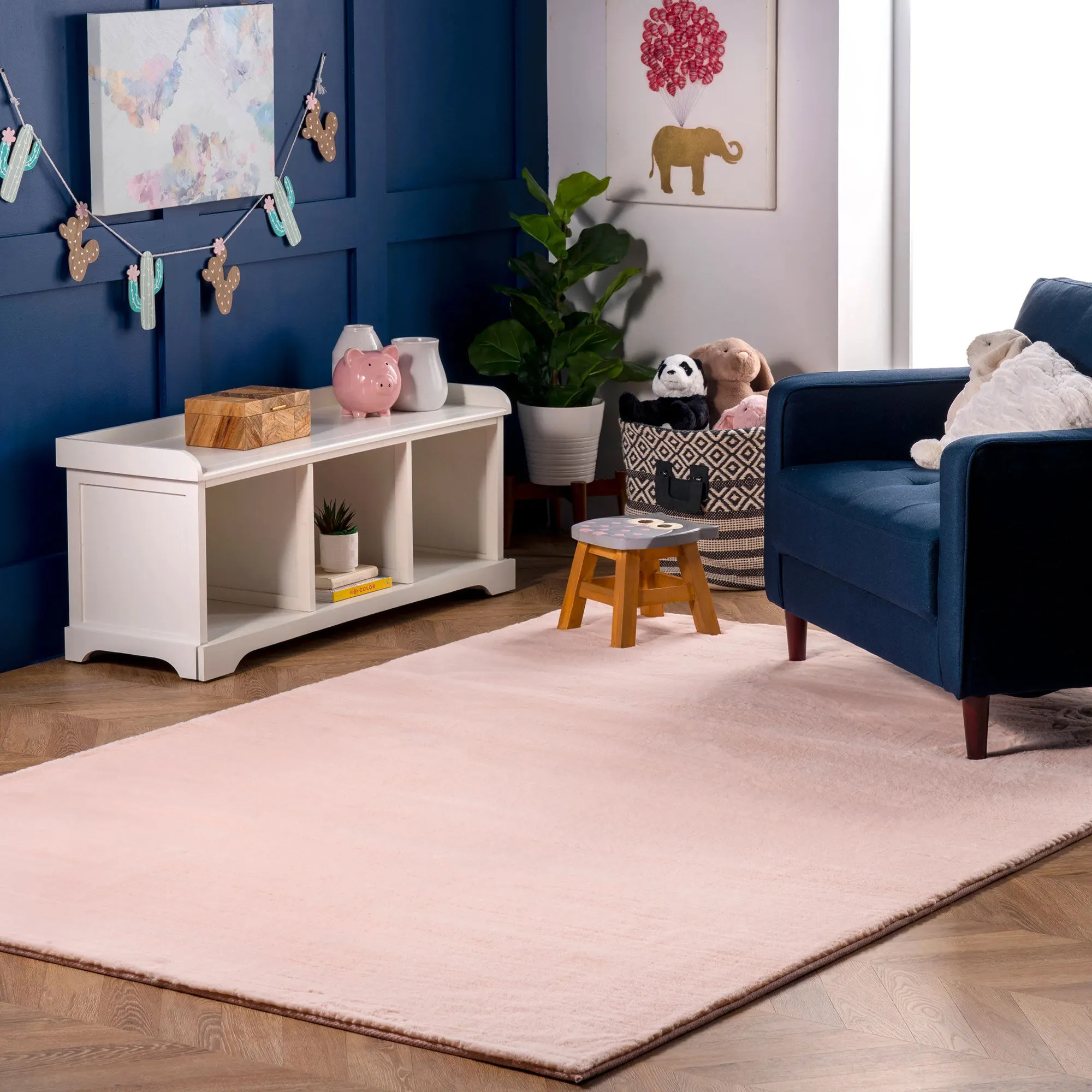 Large View Sofi Pink Faux Rabbit Shaggy Rug