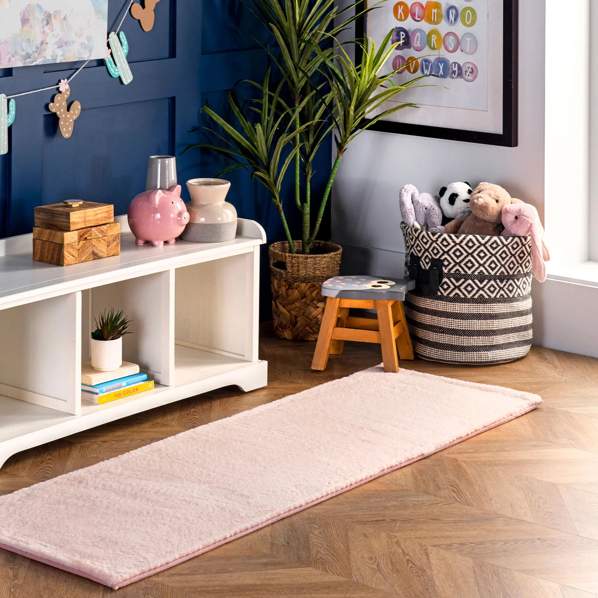 Large View Sofi Pink Faux Rabbit Shaggy Rug