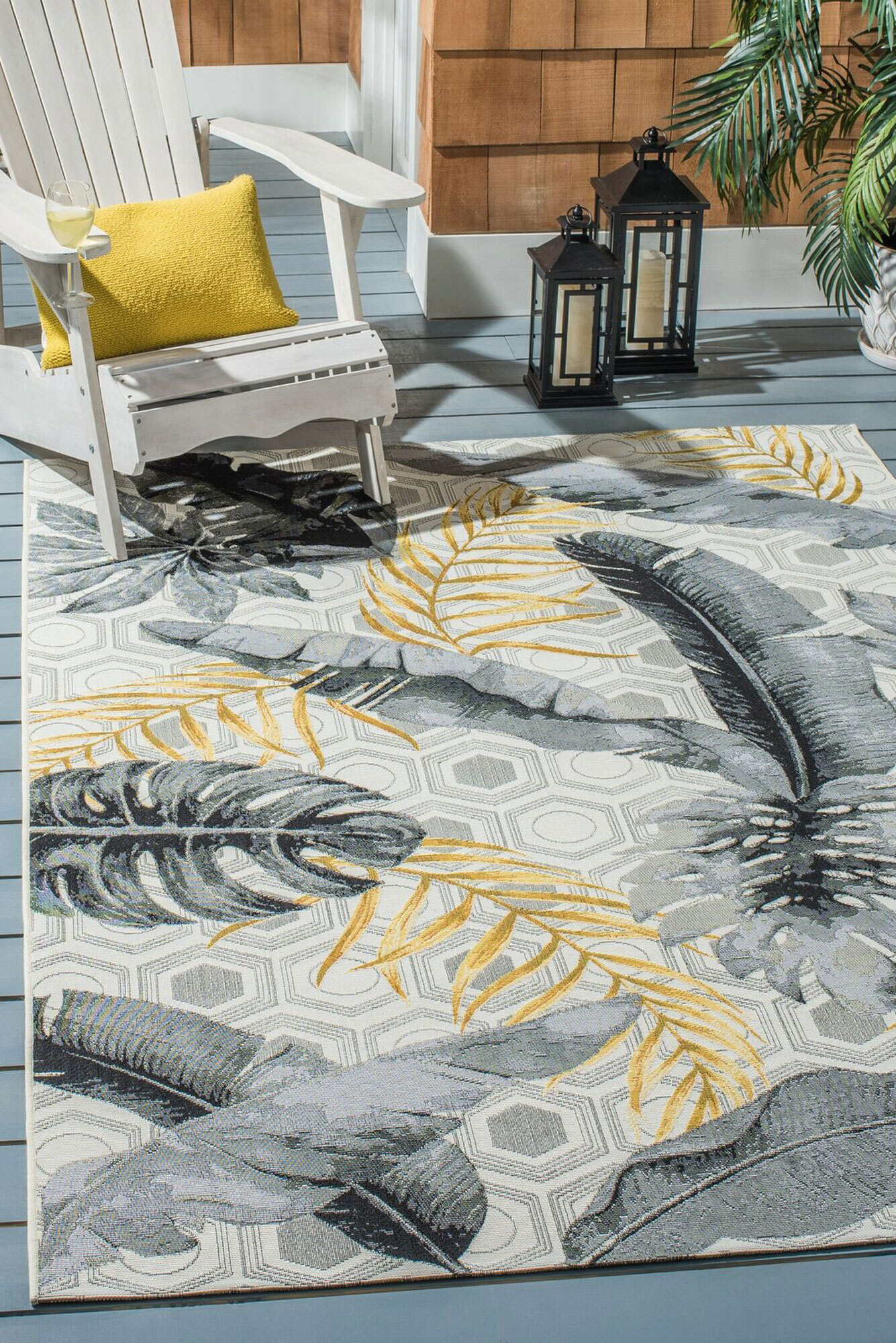 Large View Sole Leaves Indoor & Outdoor Rug(Size 285 x 200cm)