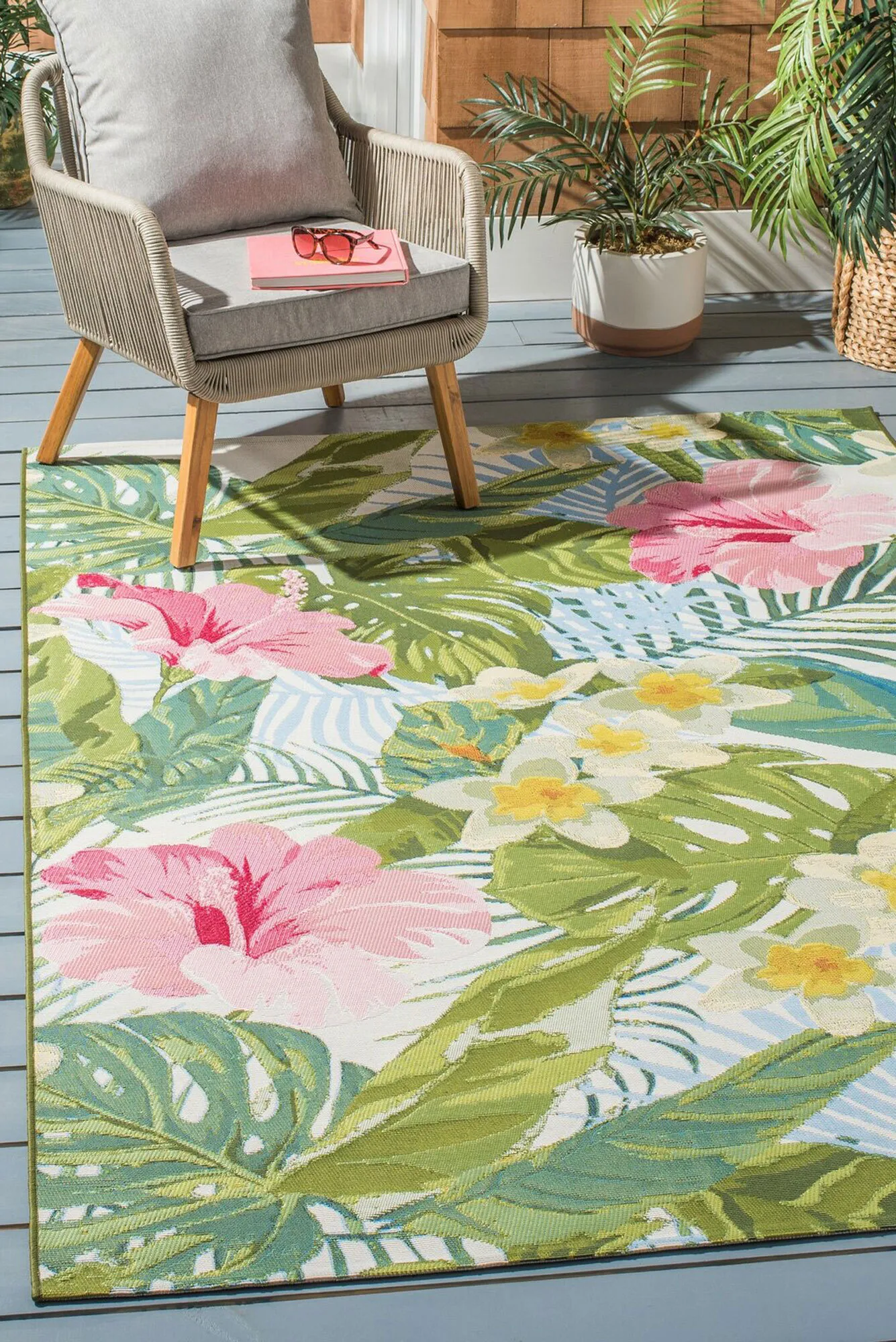 Large View Sole Floral Indoor/Outdoor Rug(Size 285 x 200cm)
