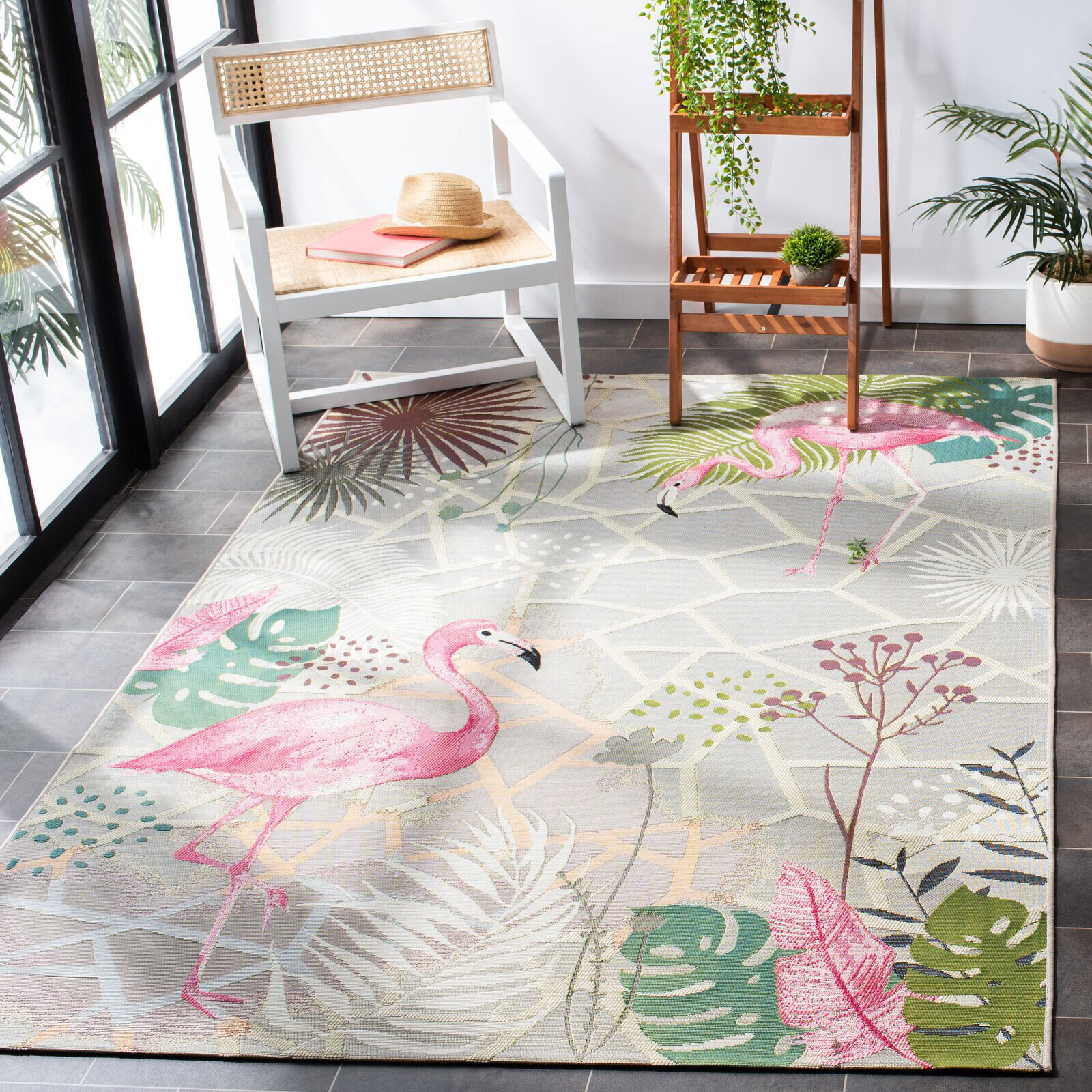 Large View Sole Flamingo Tropical Picture Rug