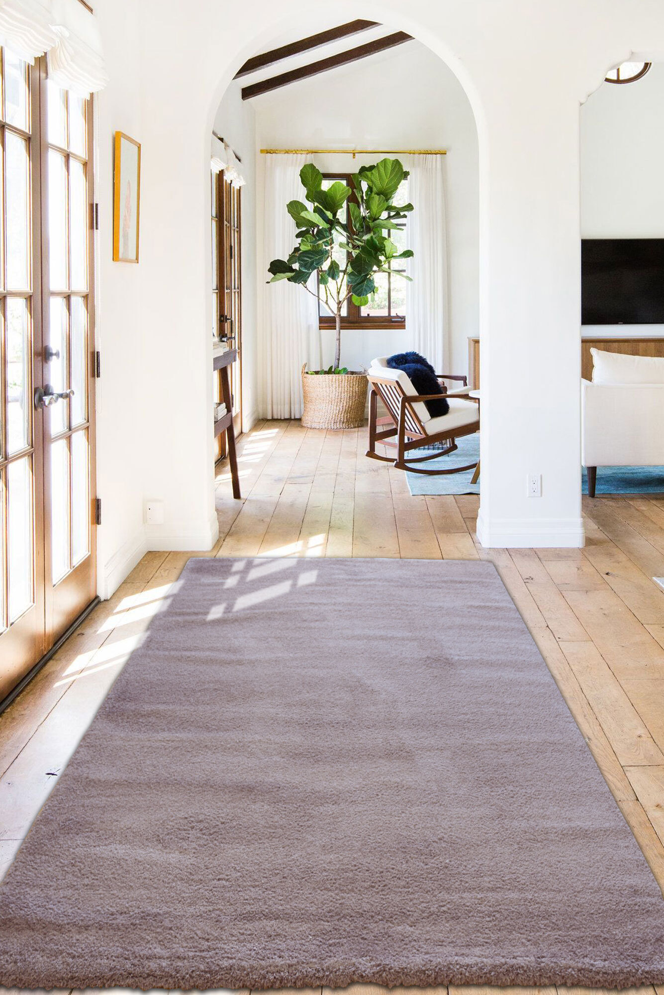 Large View Soft Plain Violet Thick Shaggy Rug(Size 160 x 120cm)
