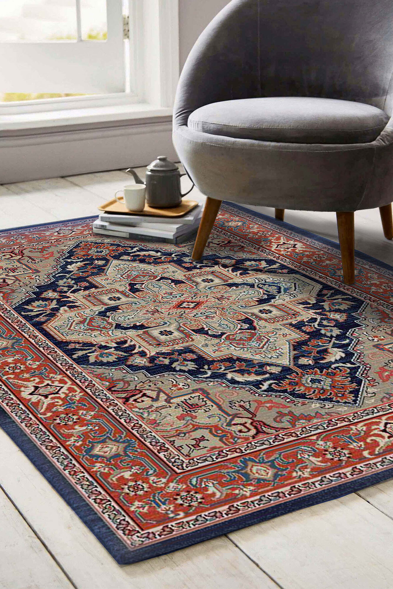 Sophia Medallion Rug Navy Rugs Afterpay & Zippay