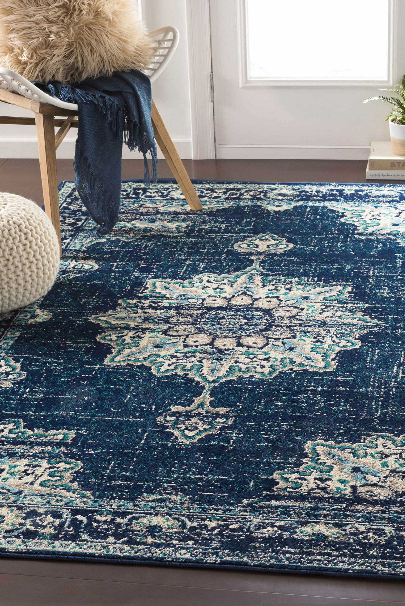 Large View Space Traditional Medallion Rug(Size 220 x 150cm)