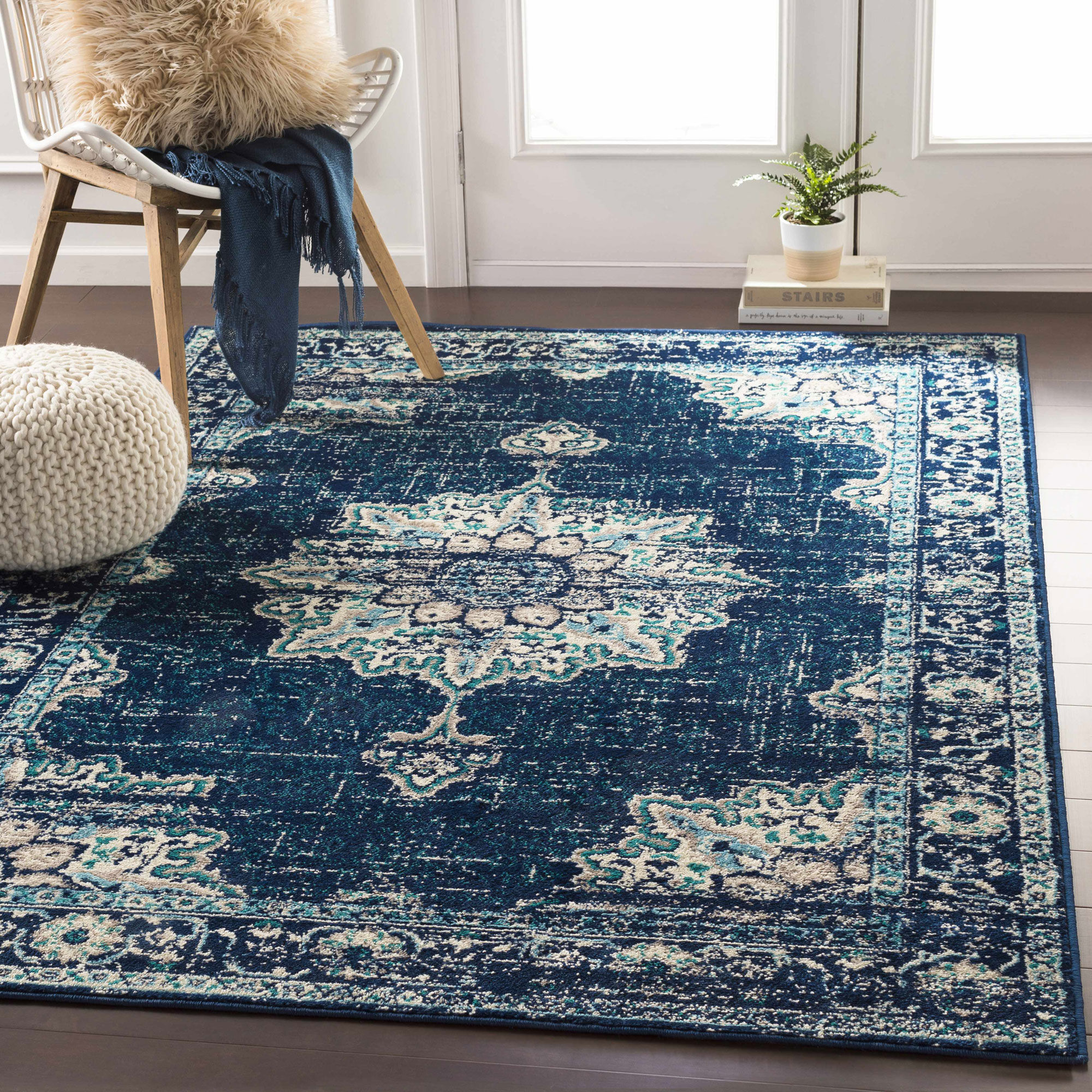 Large View Space Traditional Medallion Rug