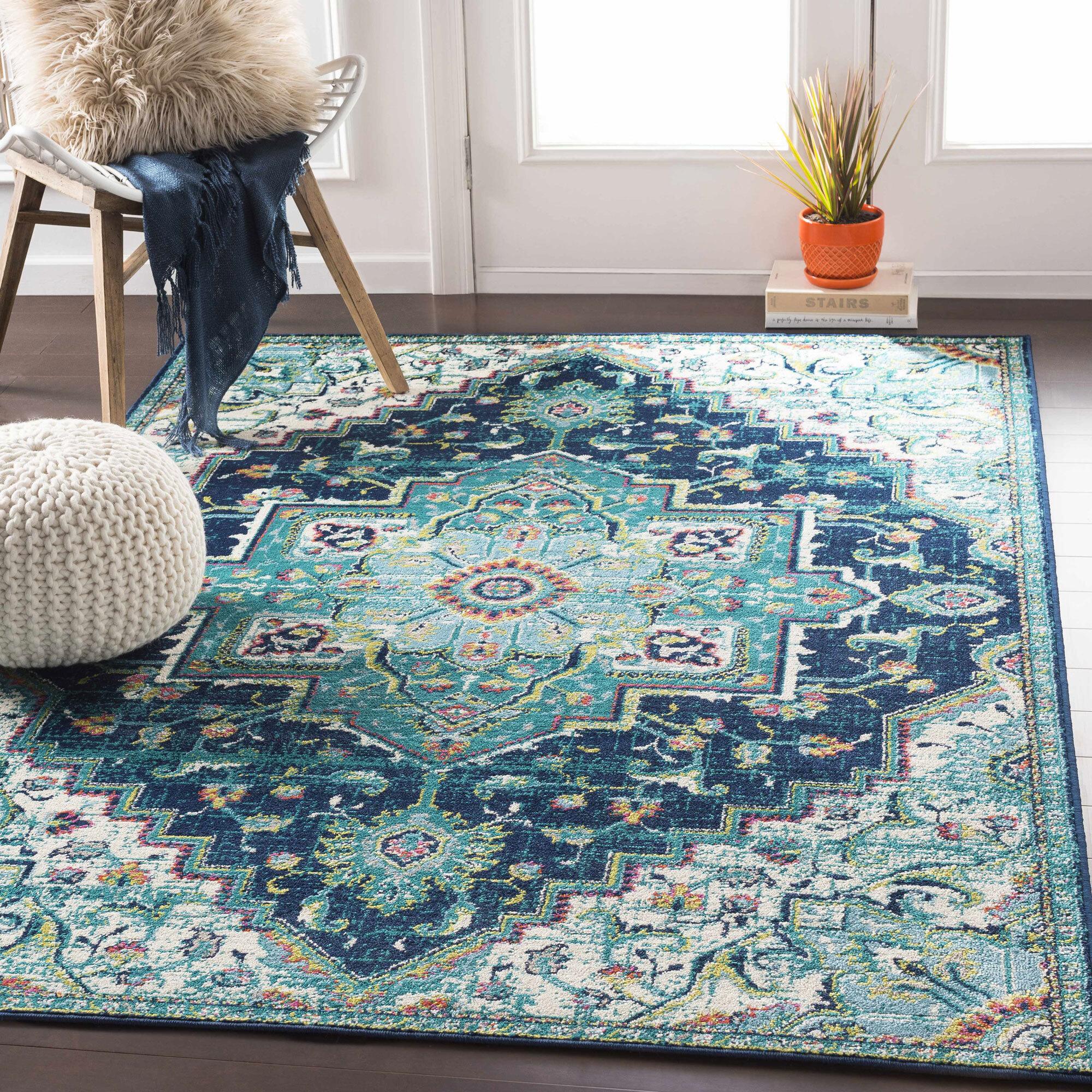 Large View Space Traditional Medallion Rug