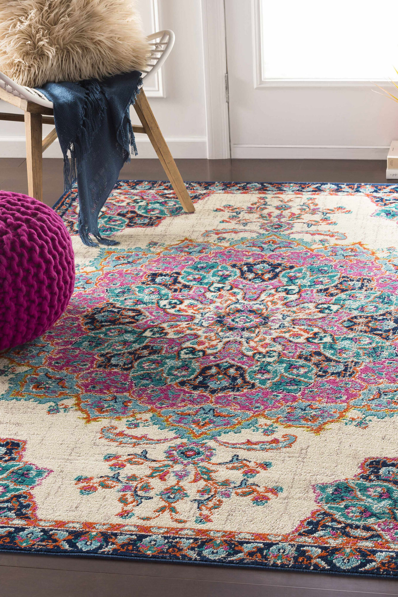 Large View Space Traditional Medallion Rug(Size 220 x 150cm)