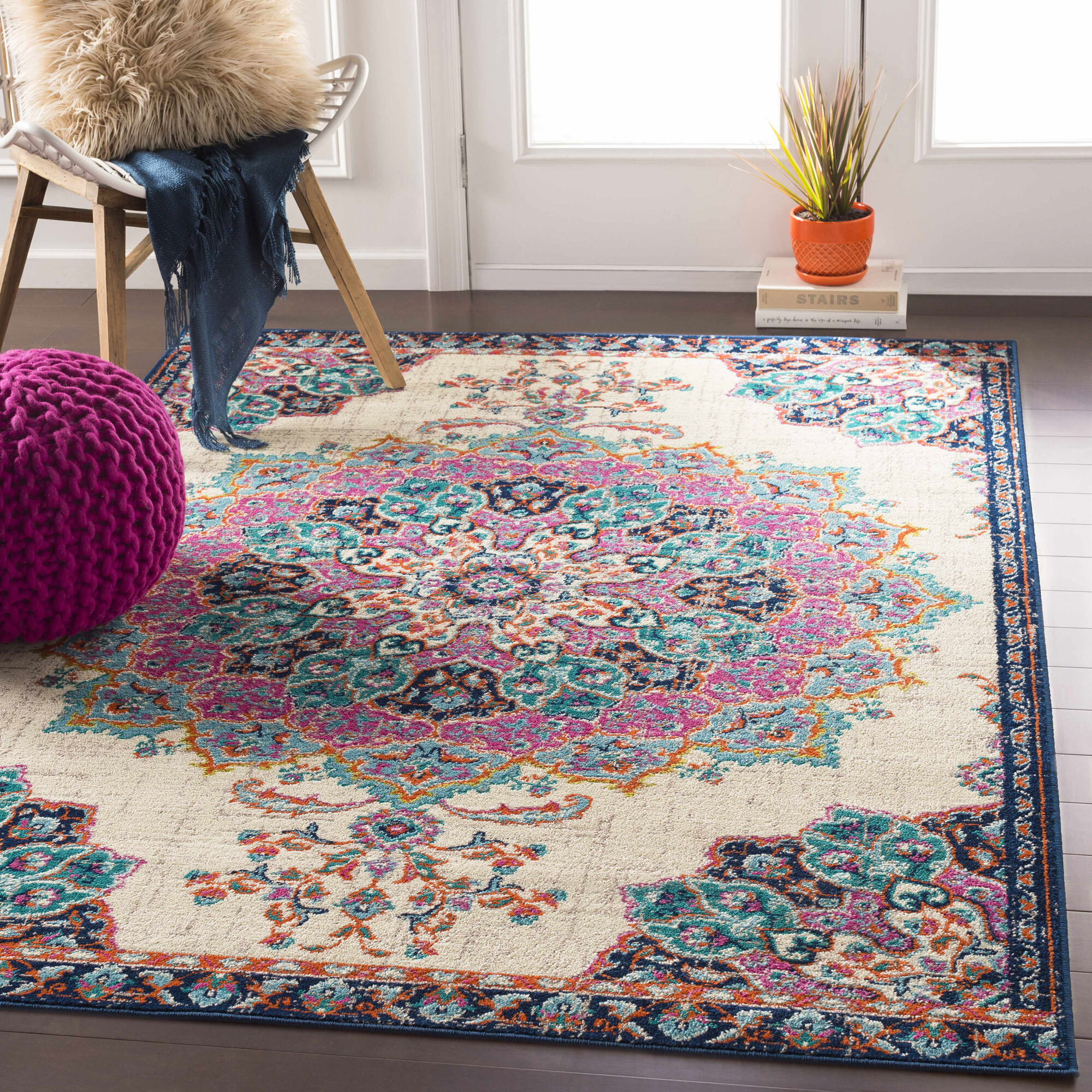 Large View Space Traditional Medallion Rug