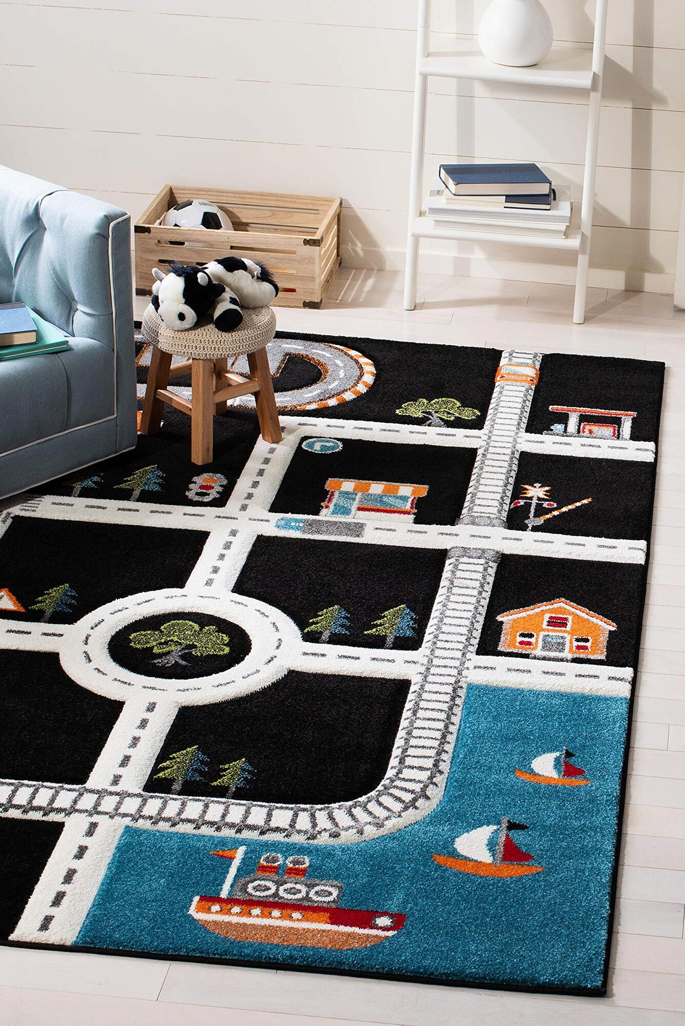 Large View Speedy Kids Town Road Rug(Size 170 x 120cm)