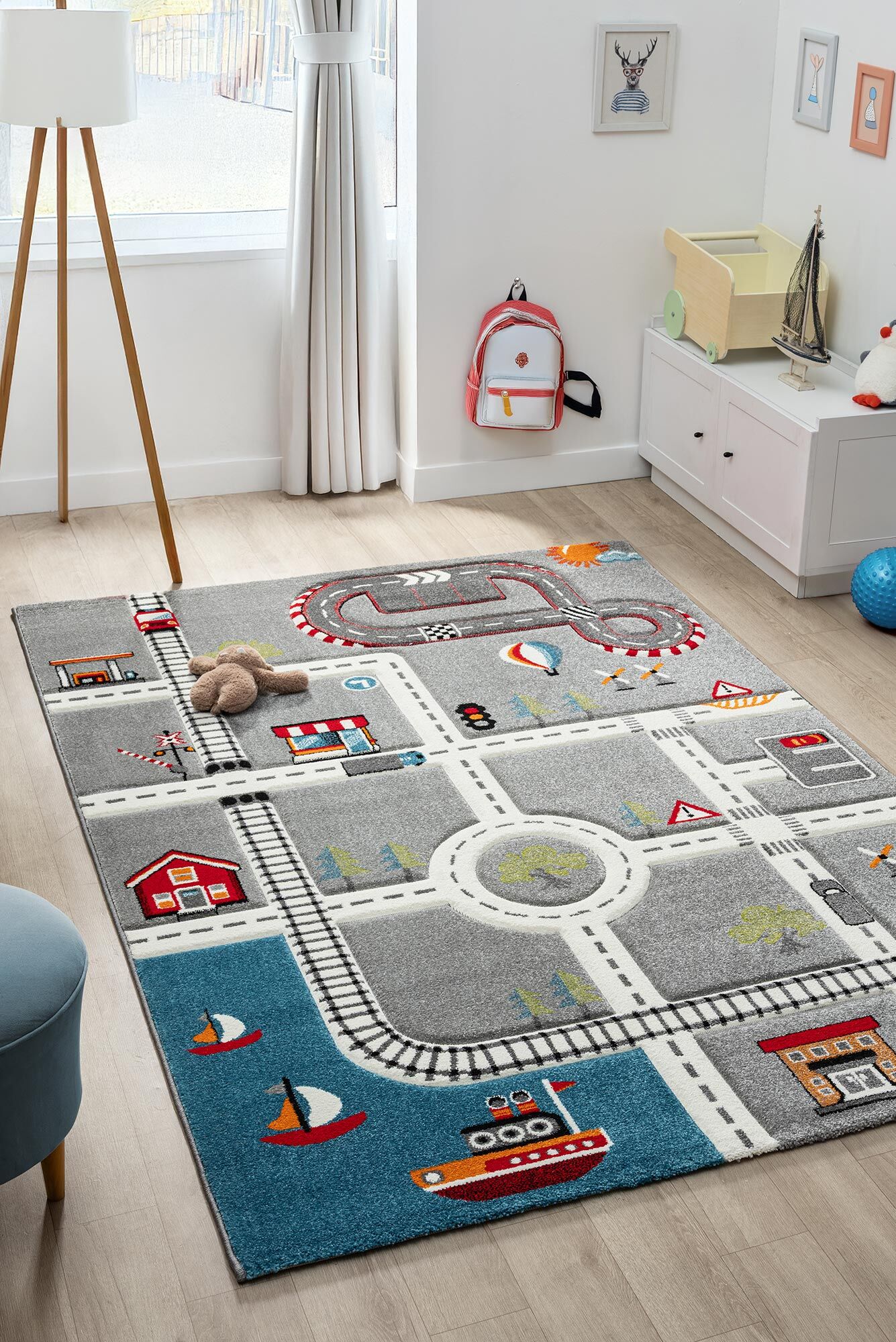 Large View Speedy Kids Town Road Rug(Size 170 x 120cm)