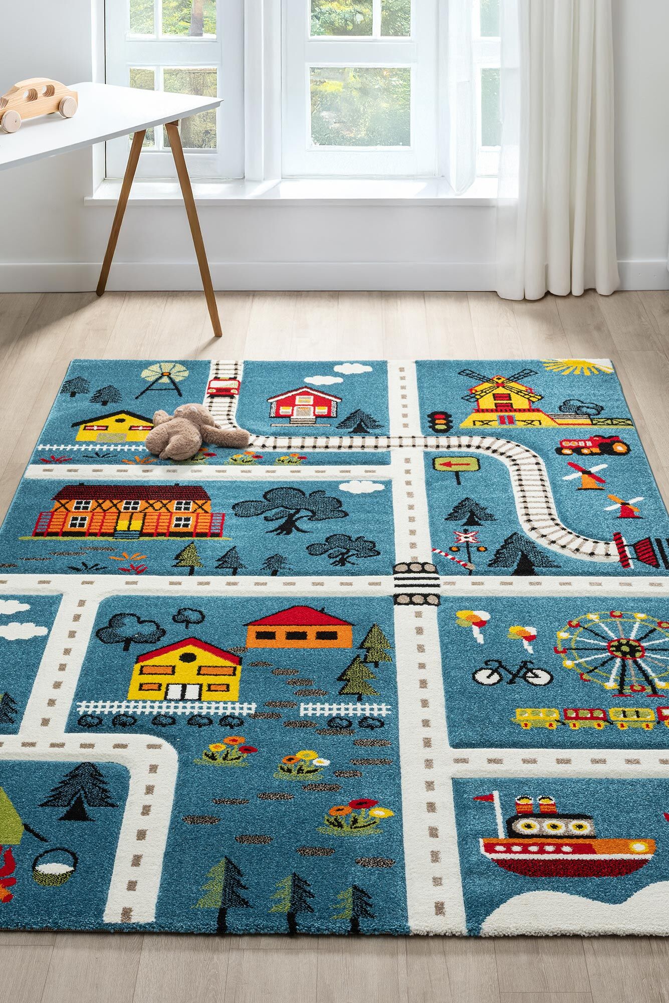 Large View Speedy Kids Town Road Rug(Size 170 x 120cm)