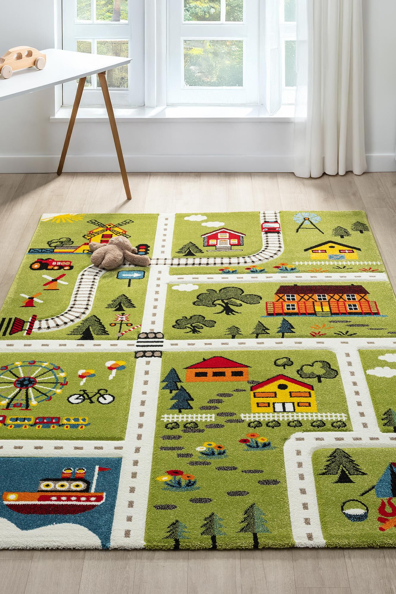 Large View Speedy Kids Town Road Rug(Size 170 x 120cm)