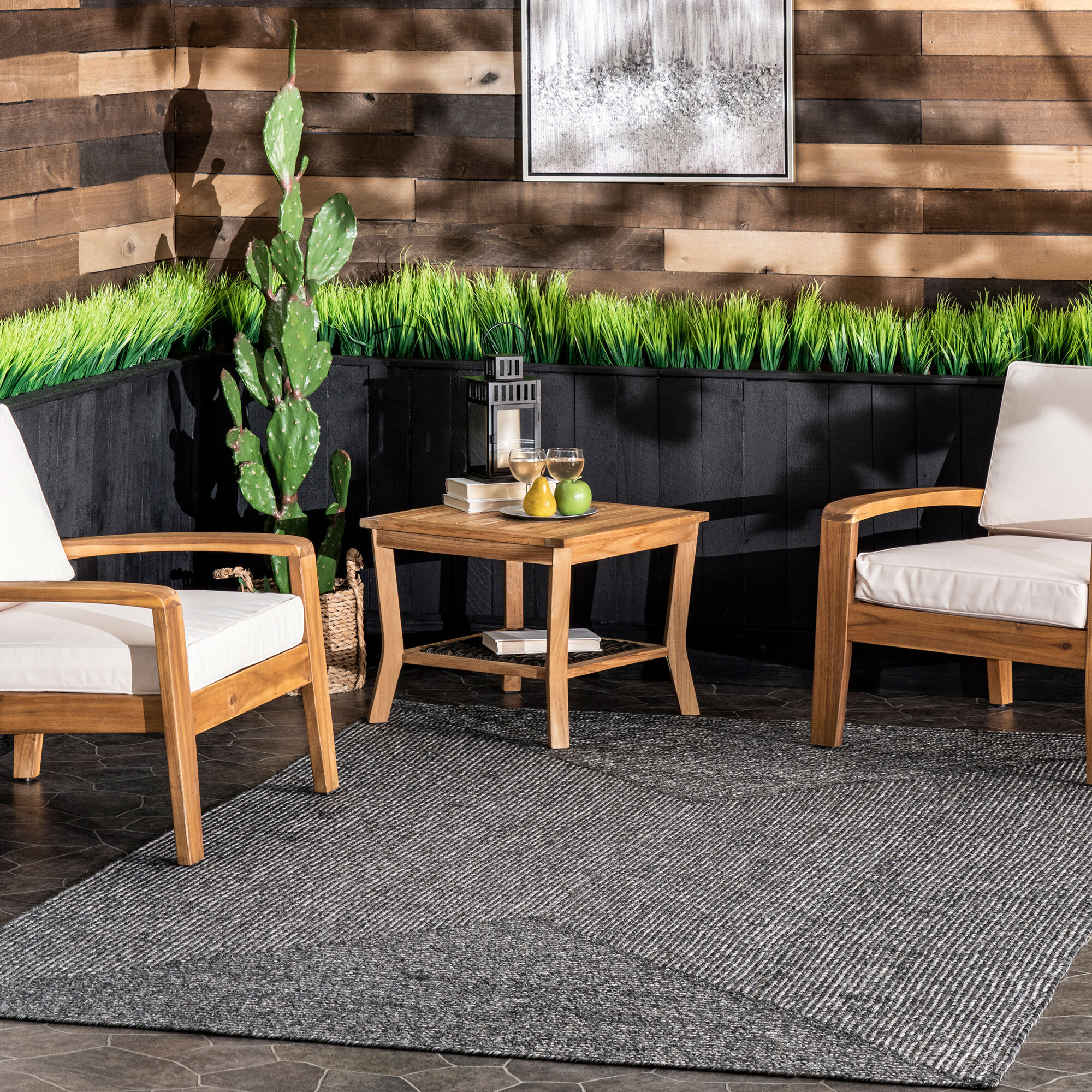San Pietro Black Hand Braided Rug