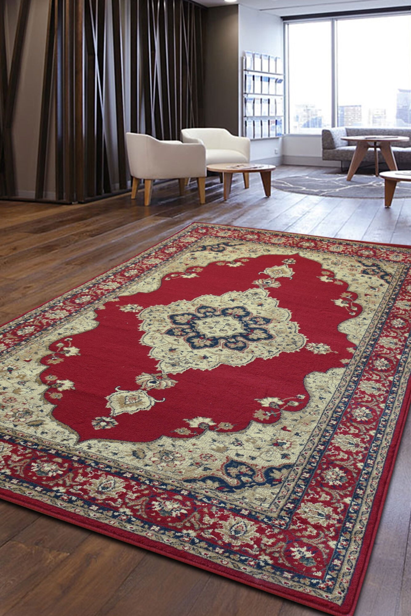 Sydney Red Classic Medallion Rug(Size 235 x 160cm)