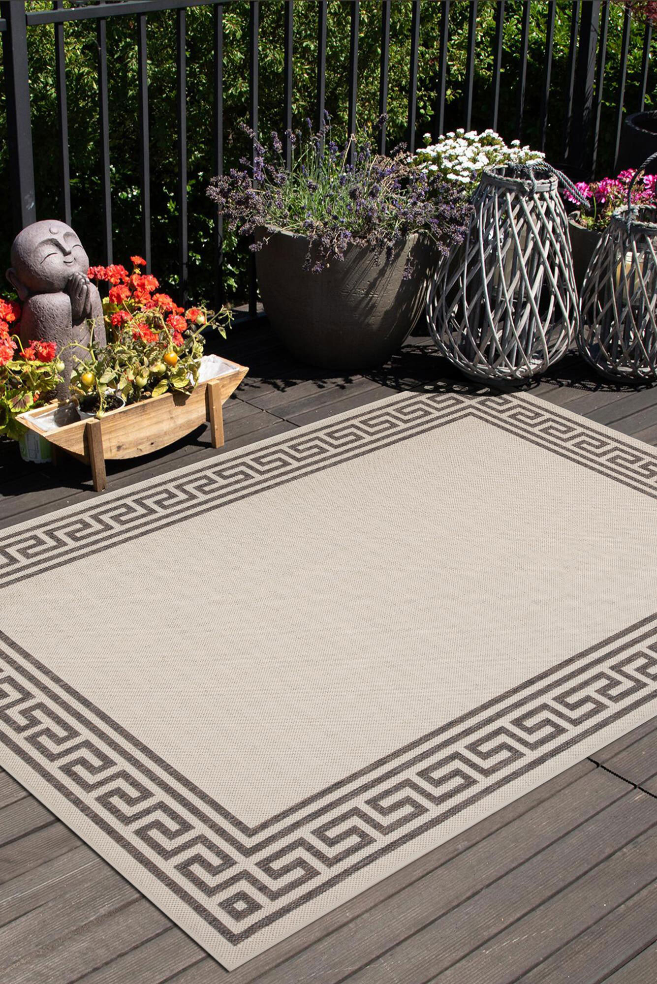 Large View Soleil Ivory Greek Key Border Rug(Size 230 x 160cm)