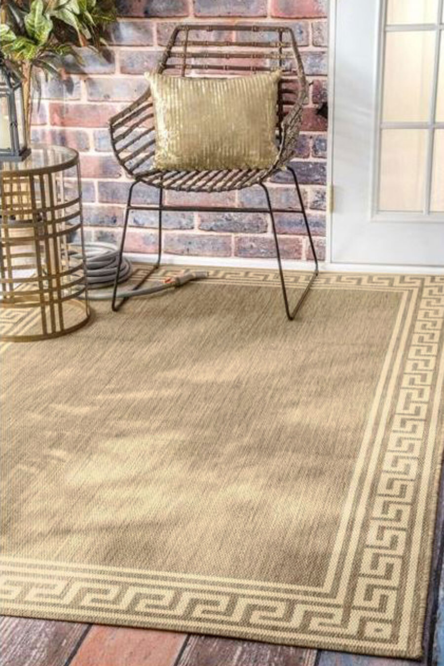 Subi Tan Greek Key Flatweave Rug(Size 230 x 160cm)