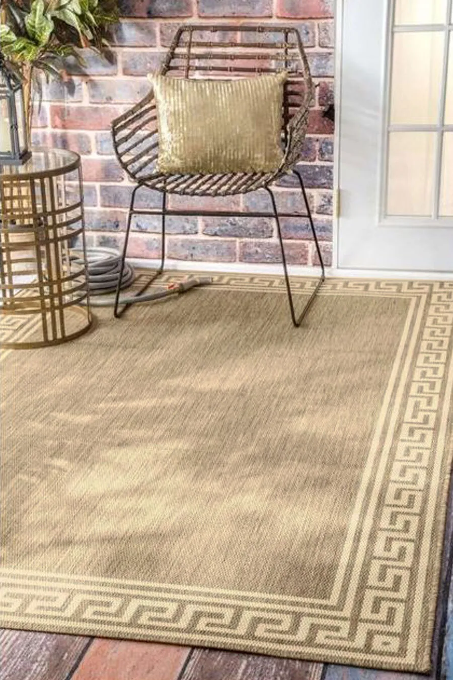 Subi Tan Greek Key Flatweave Rug