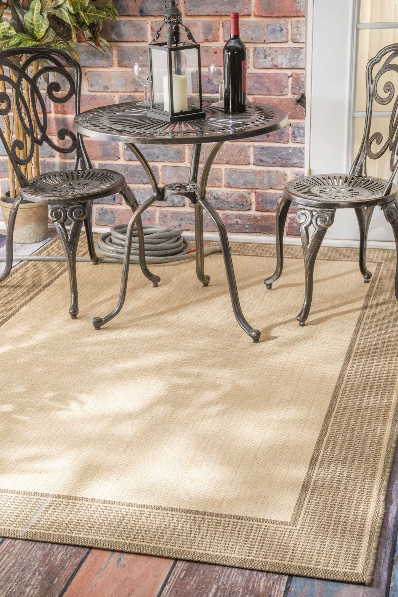 Large View Subi Beige Border Flatweave Rug(Size 200 x 200cm) ROUND