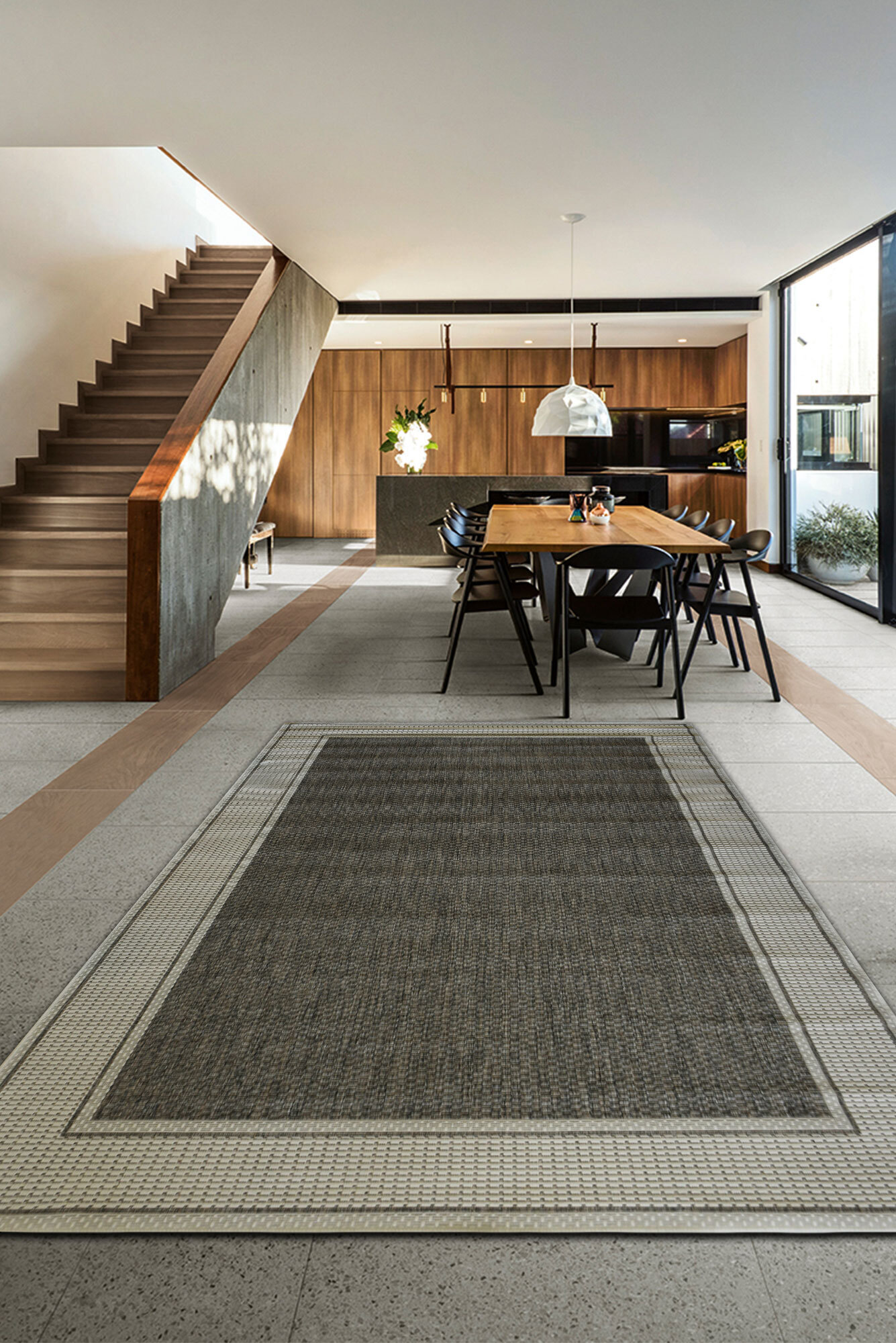 Large View Soleil Ivory Border Flatweave Rug(Size 230 x 160cm)
