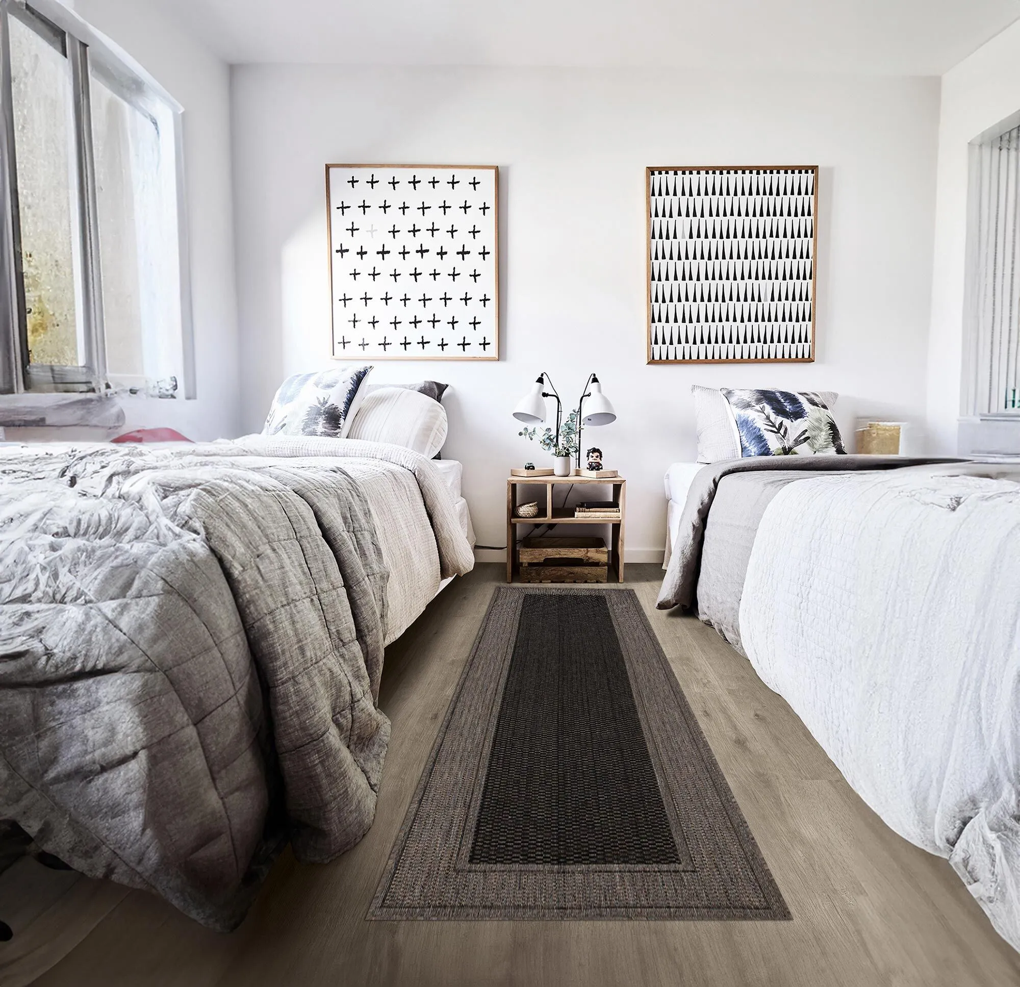Large View Soleil Beige Border Flatweave Rug