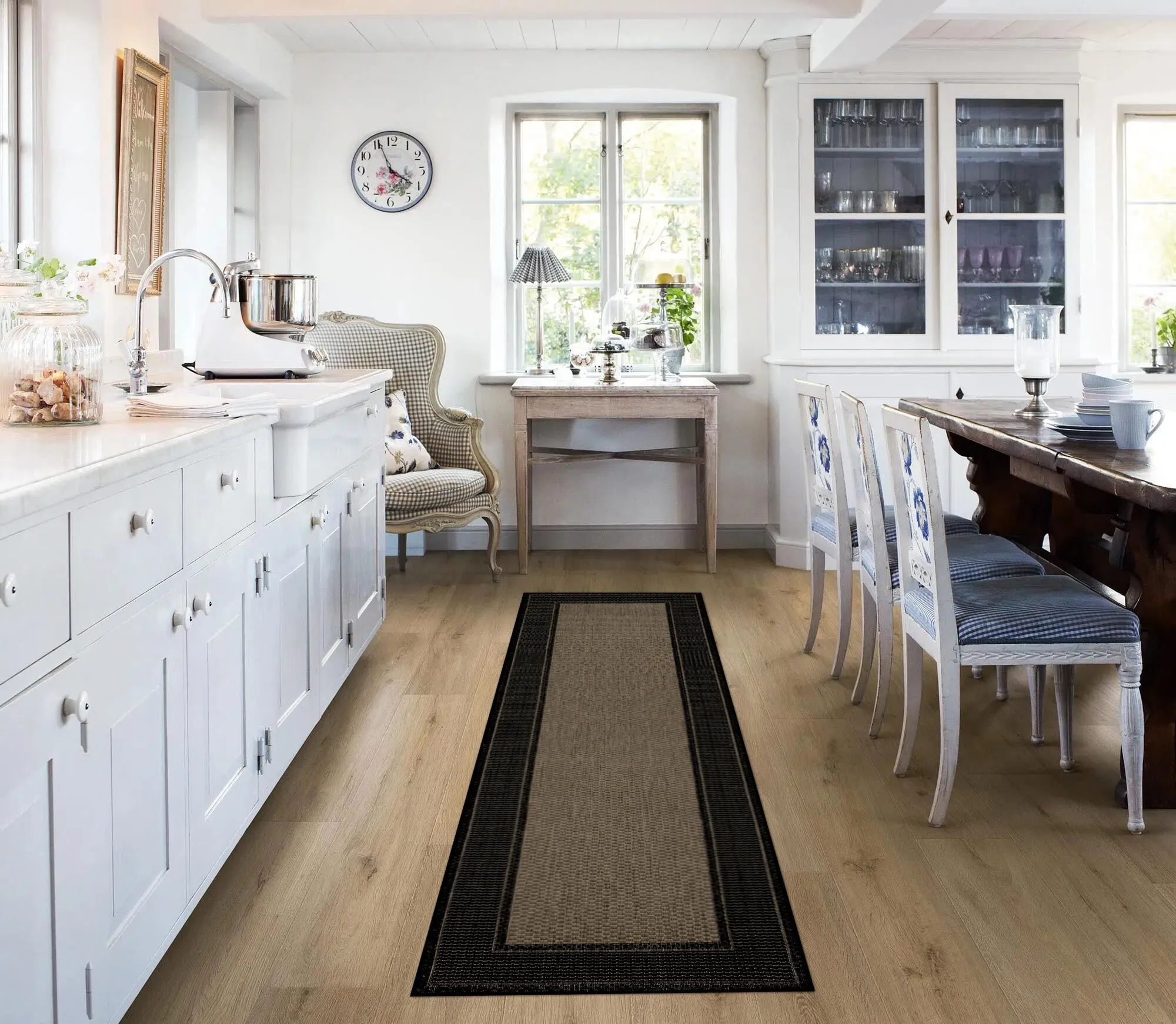 Soleil Black Border Flatweave Rug