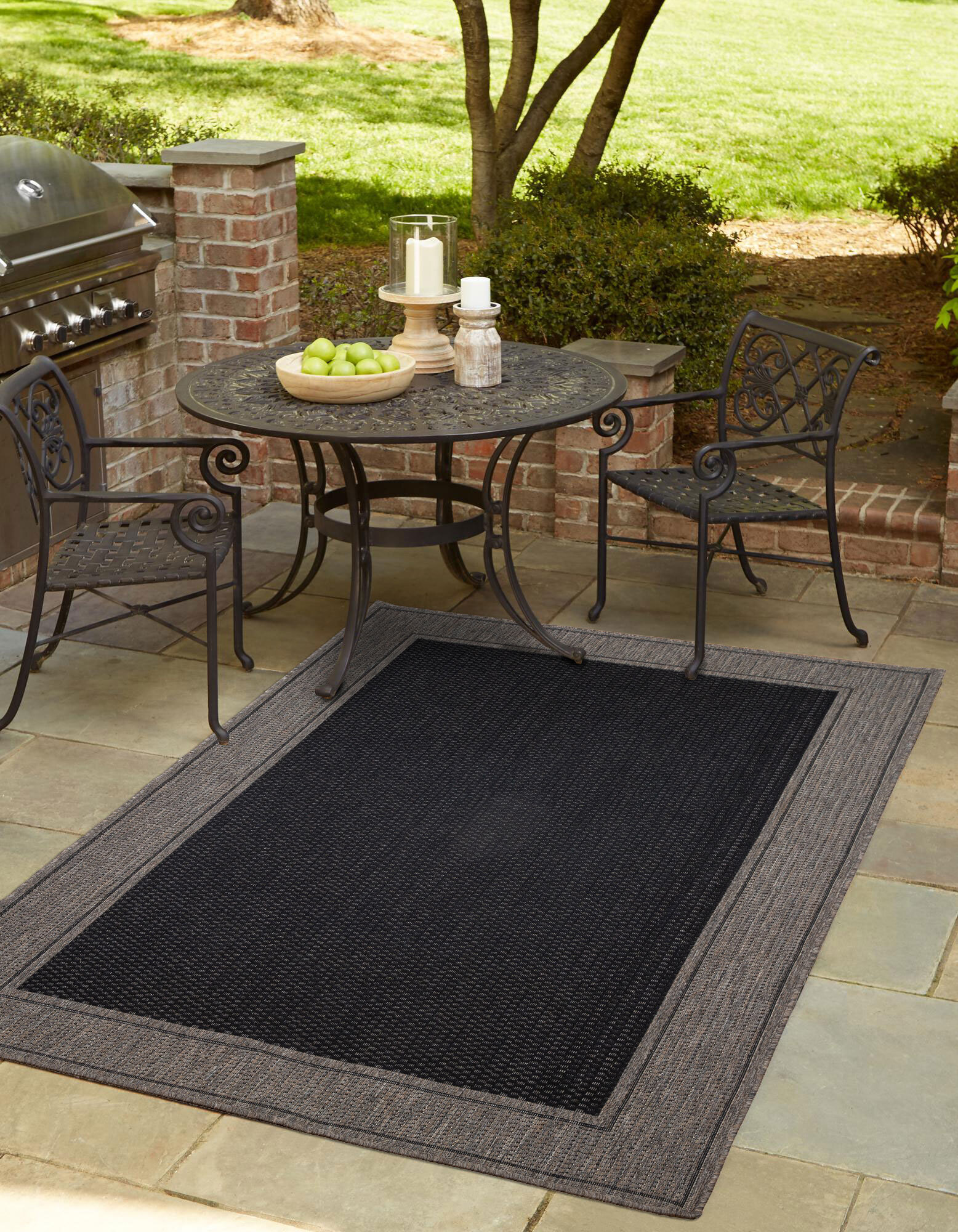 Soleil Beige Border Flatweave Rug