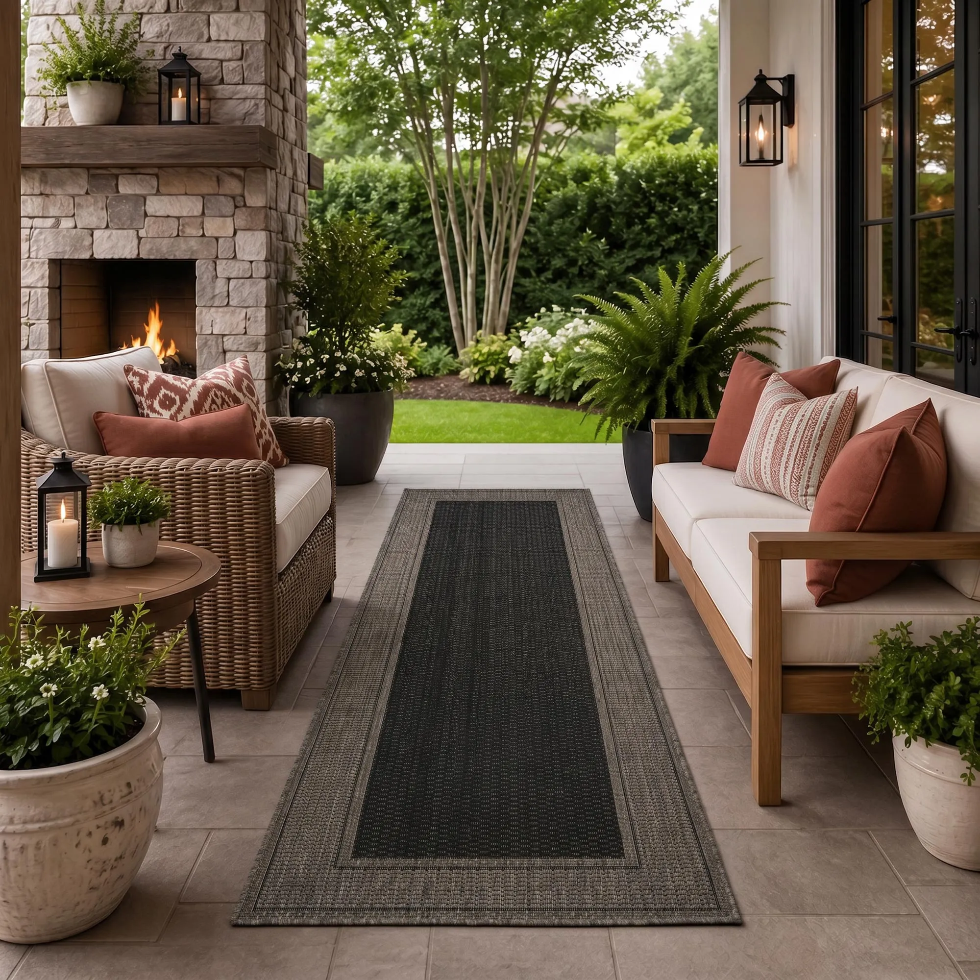 Soleil Beige Border Flatweave Rug