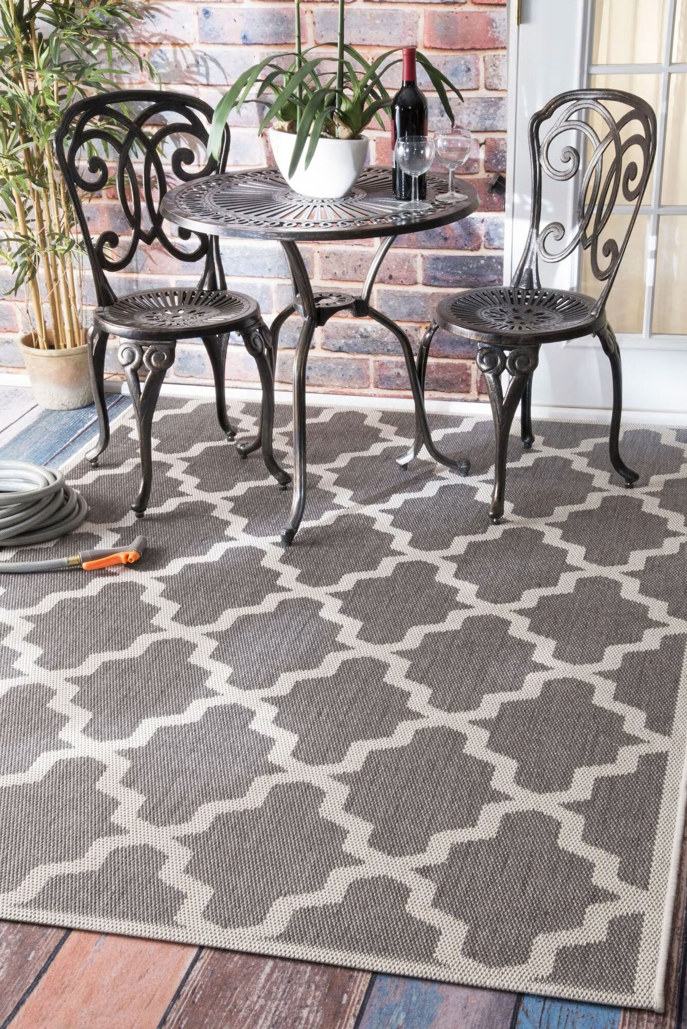 Subi Brown Trellis Flatweave Rug(Size 200 x 200cm) ROUND
