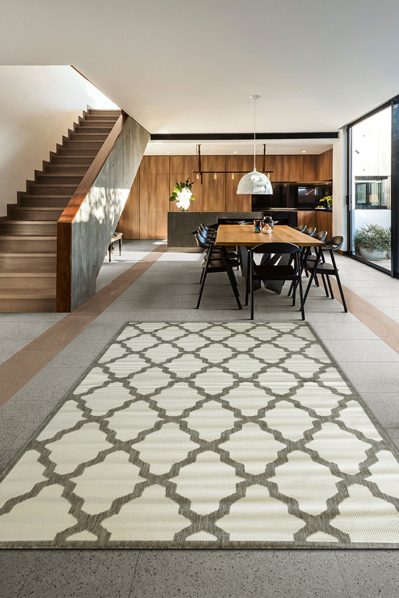 Large View Soleil Ivory Flatweave Trellis Rug(Size 230 x 160cm)