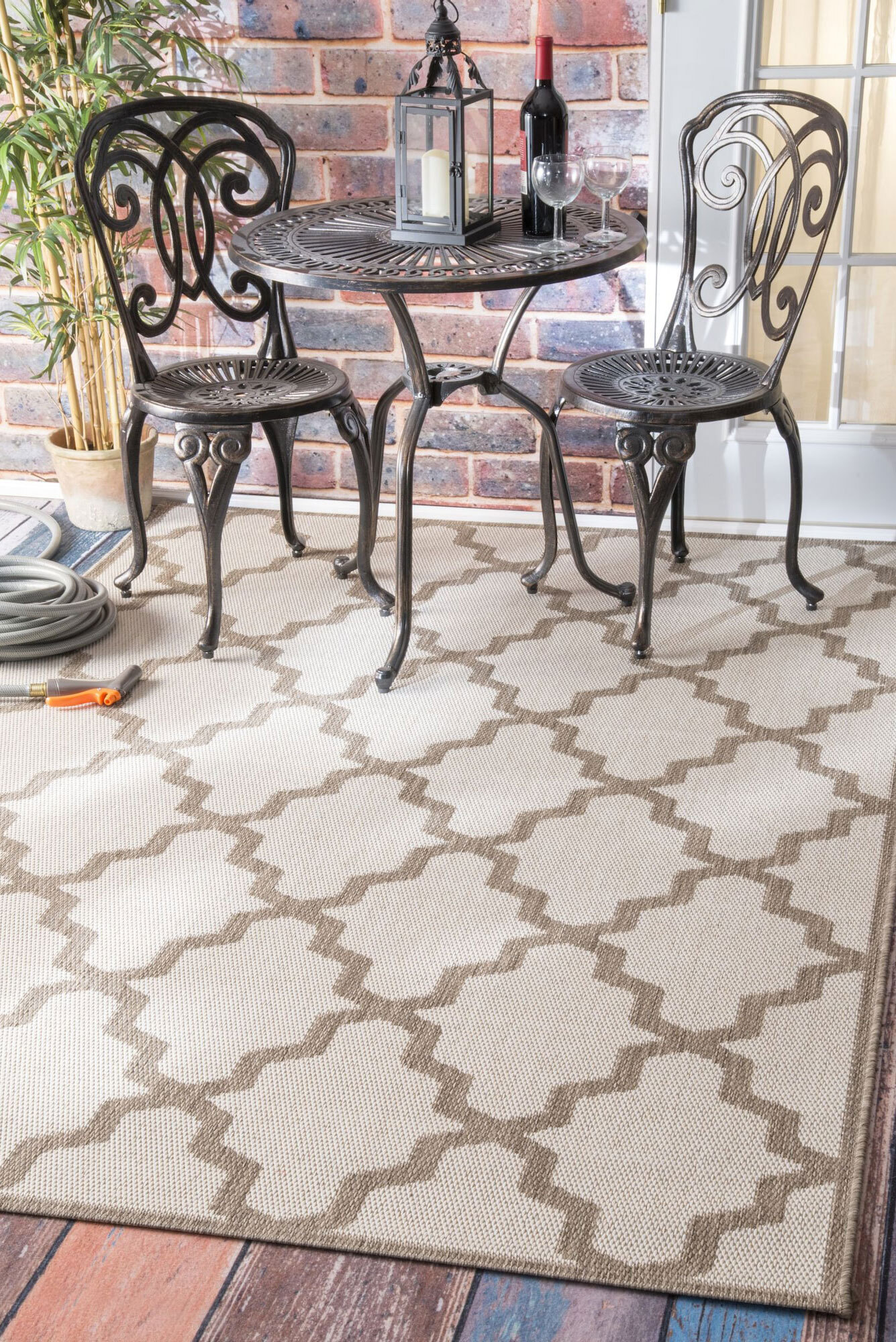 Large View Subi Beige Trellis Flatweave Rug(Size 330 x 240cm)
