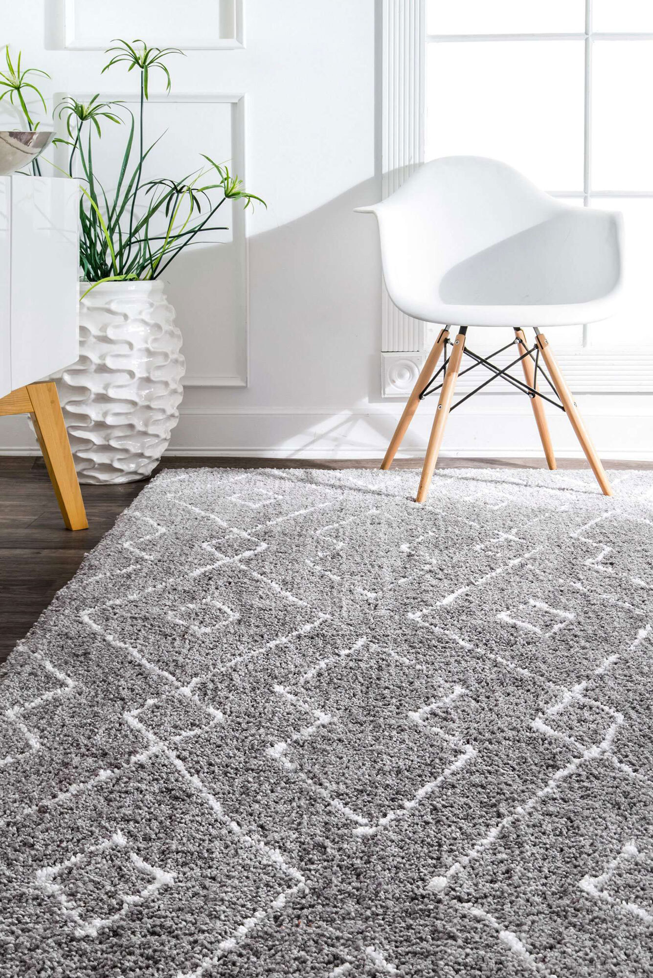 Symphony Moroccan Grey Shag Rug(Size 170 x 110cm)