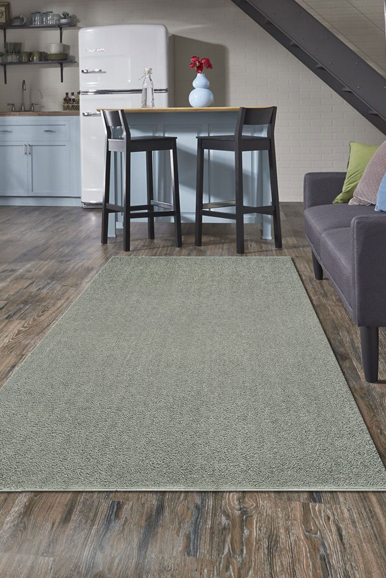 Sofia Modern Plain Grey Rug(Size 170 x 120cm)