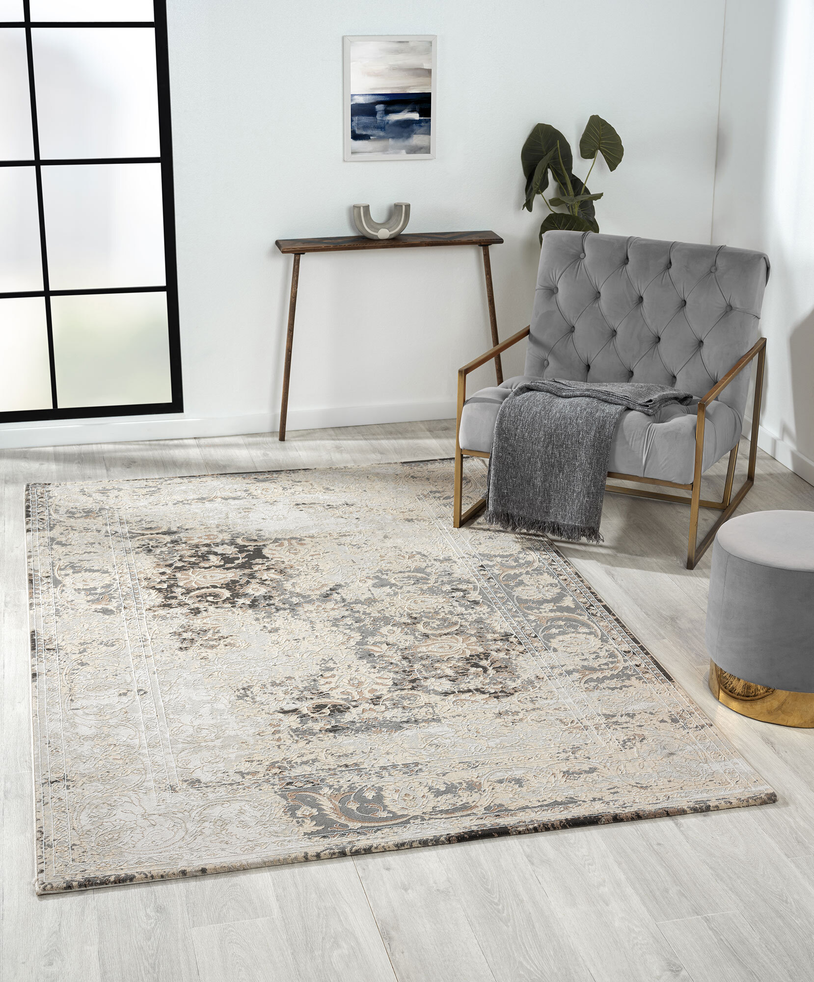 Large View Seve Contemporary Floral Rug