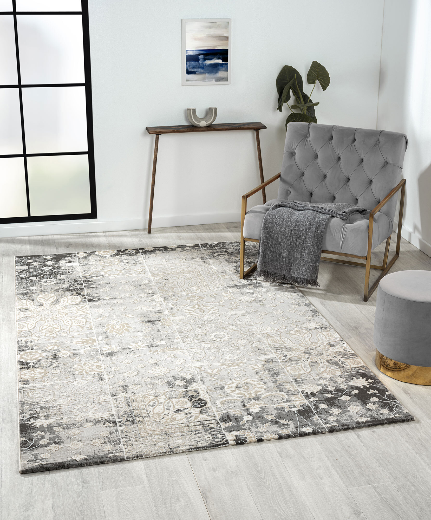 Large View Seve Contemporary Floral Rug
