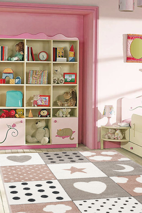 Large View Sunny Square Pattern Kids Rug(Size 170 x 120cm)