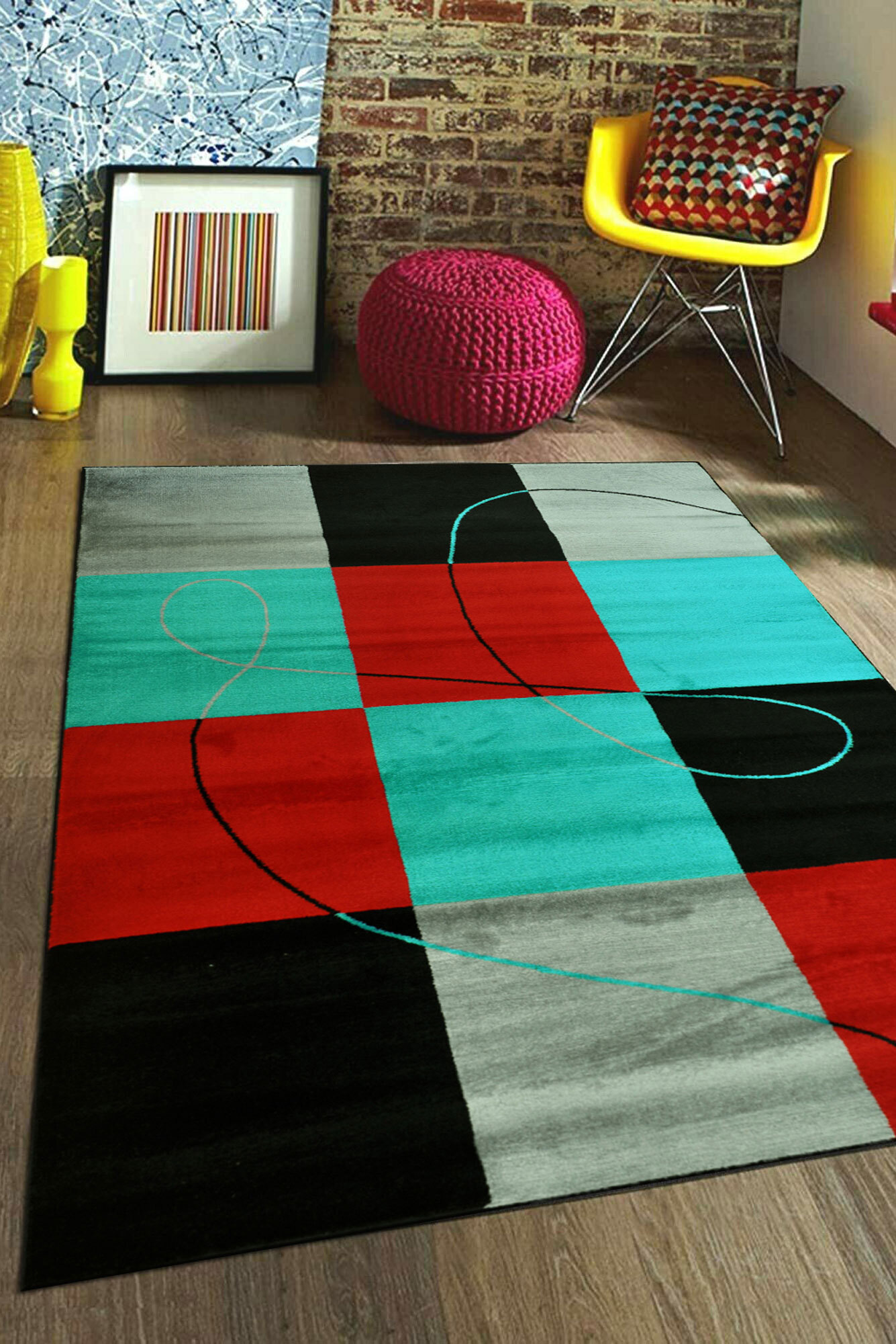 Sky Modern Square Pattern Rug(Size 180 x 120cm)