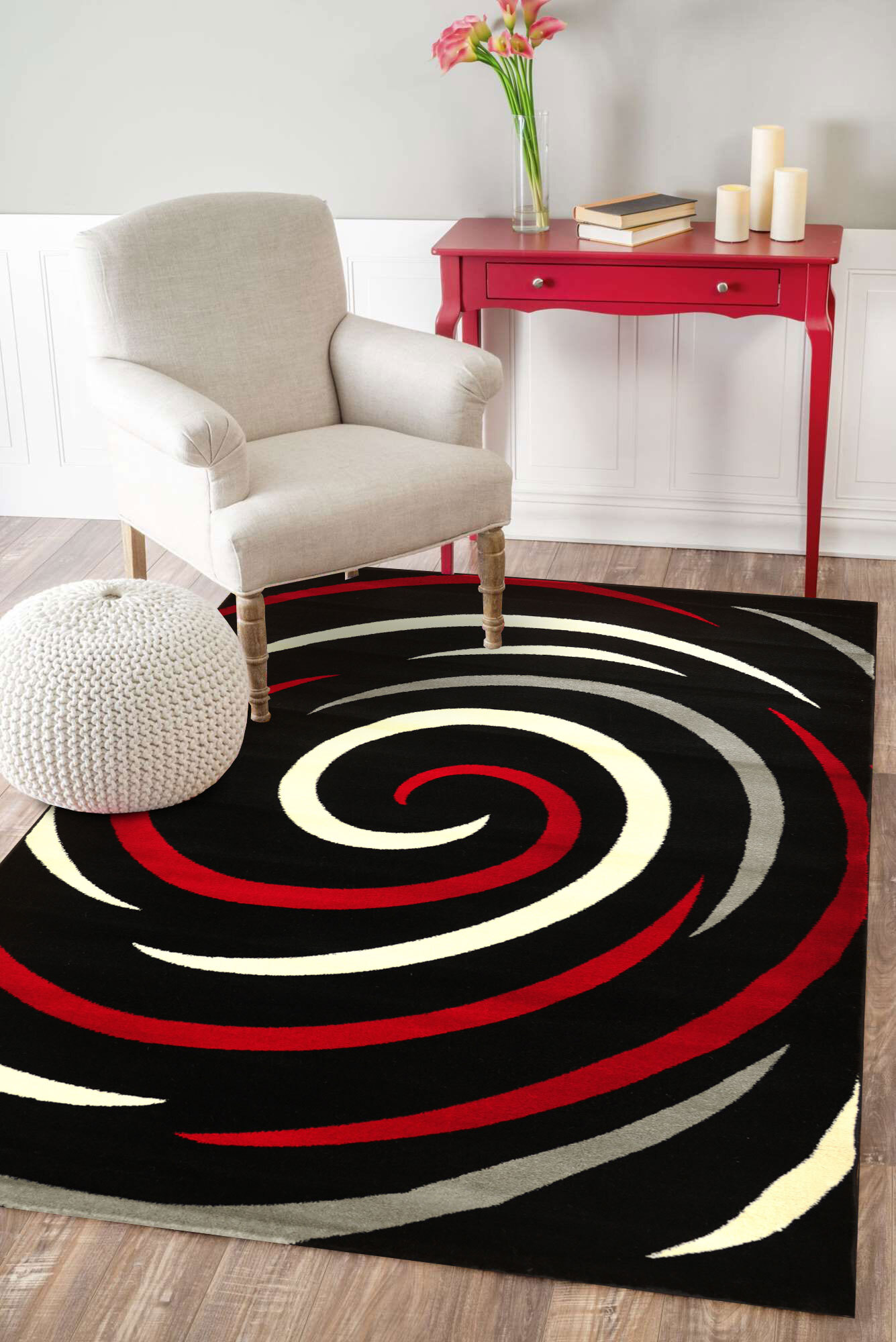 Large View Sky Modern Circle Pattern Rug(Size 180 x 120cm)