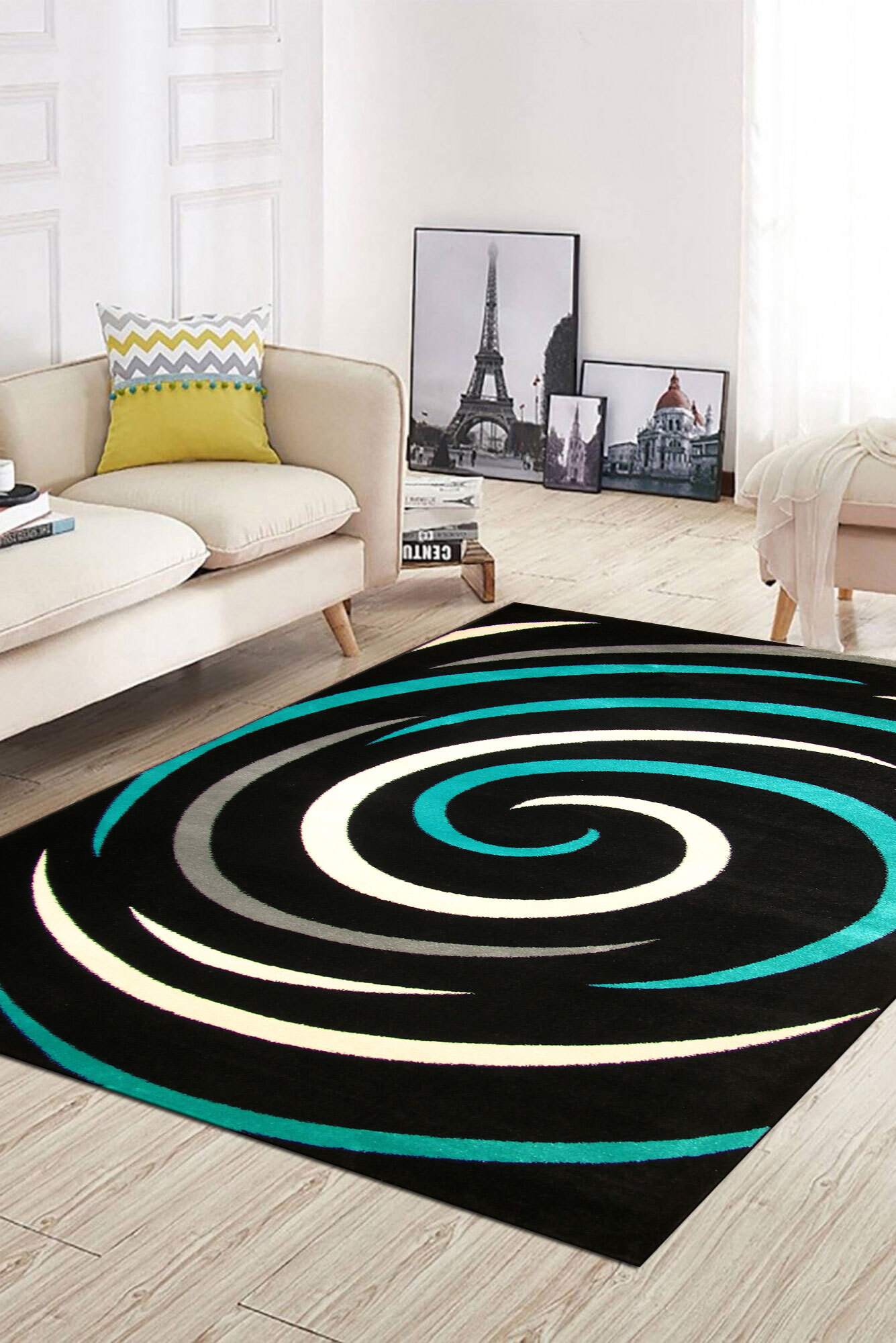 Large View Sky Modern Swirl Pattern Rug(Size 180 x 120cm)