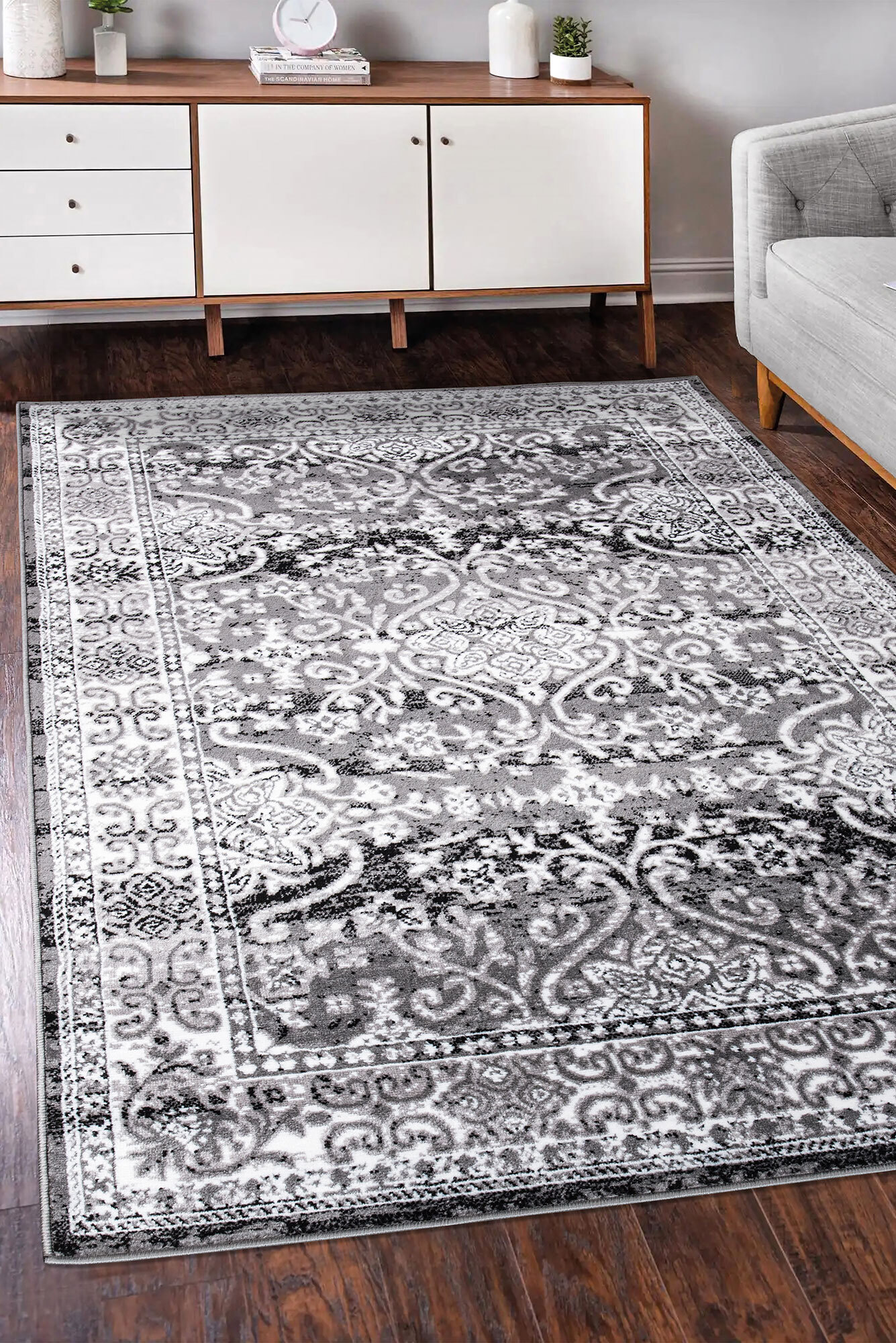 Toni Traditional Rug Grey Rugs 30 Day Returns