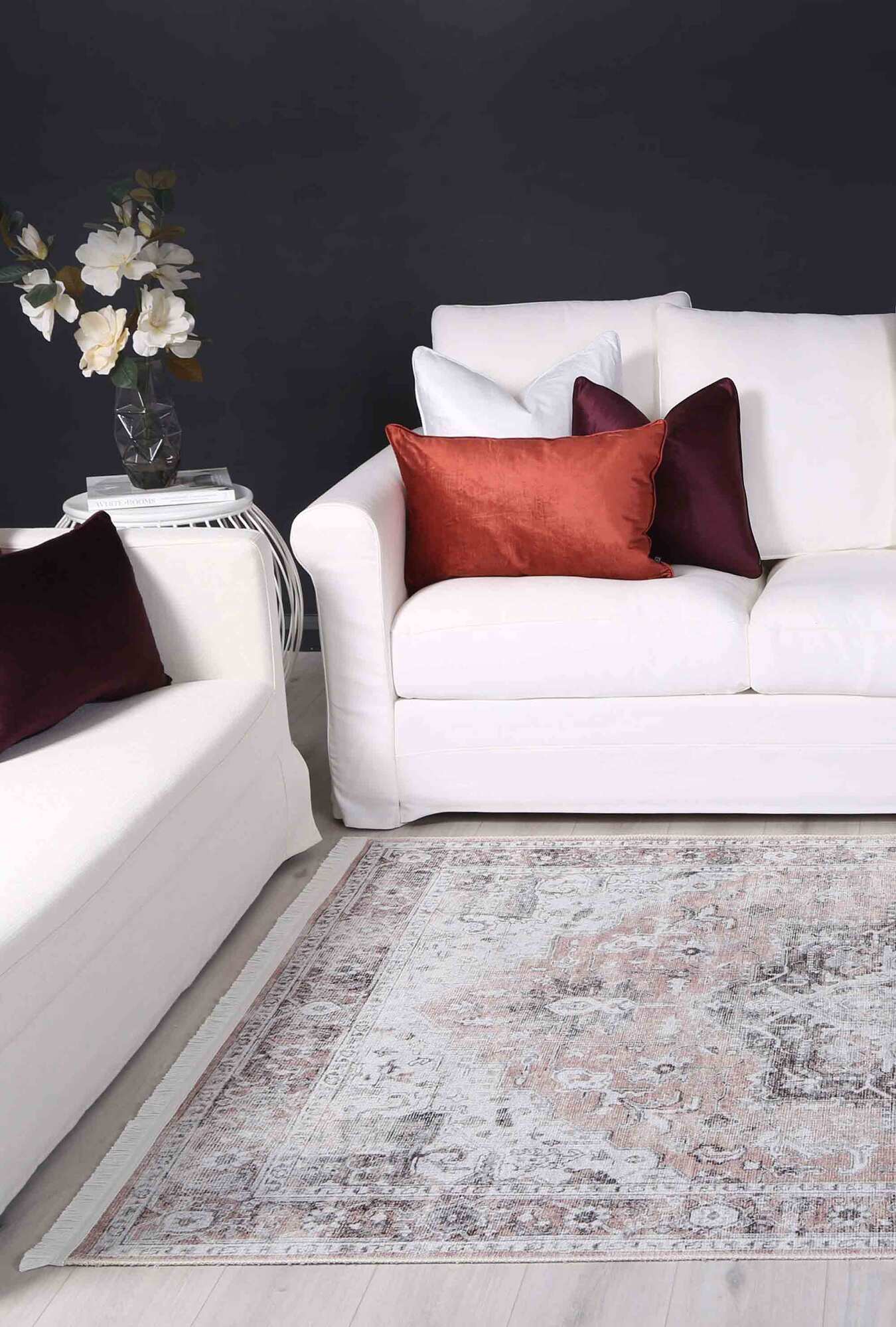 Large View Victoria Pink Vintage Cotton Rug(Size 230 x 160cm)