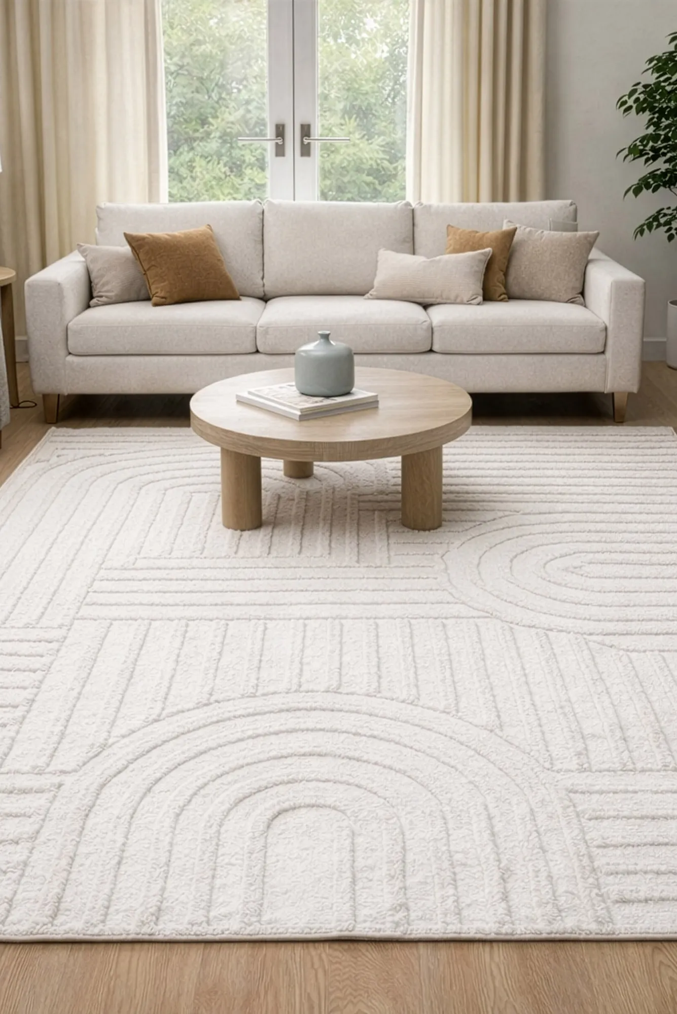 Viper White Modern Arch Rug(Size 230 x 160cm)