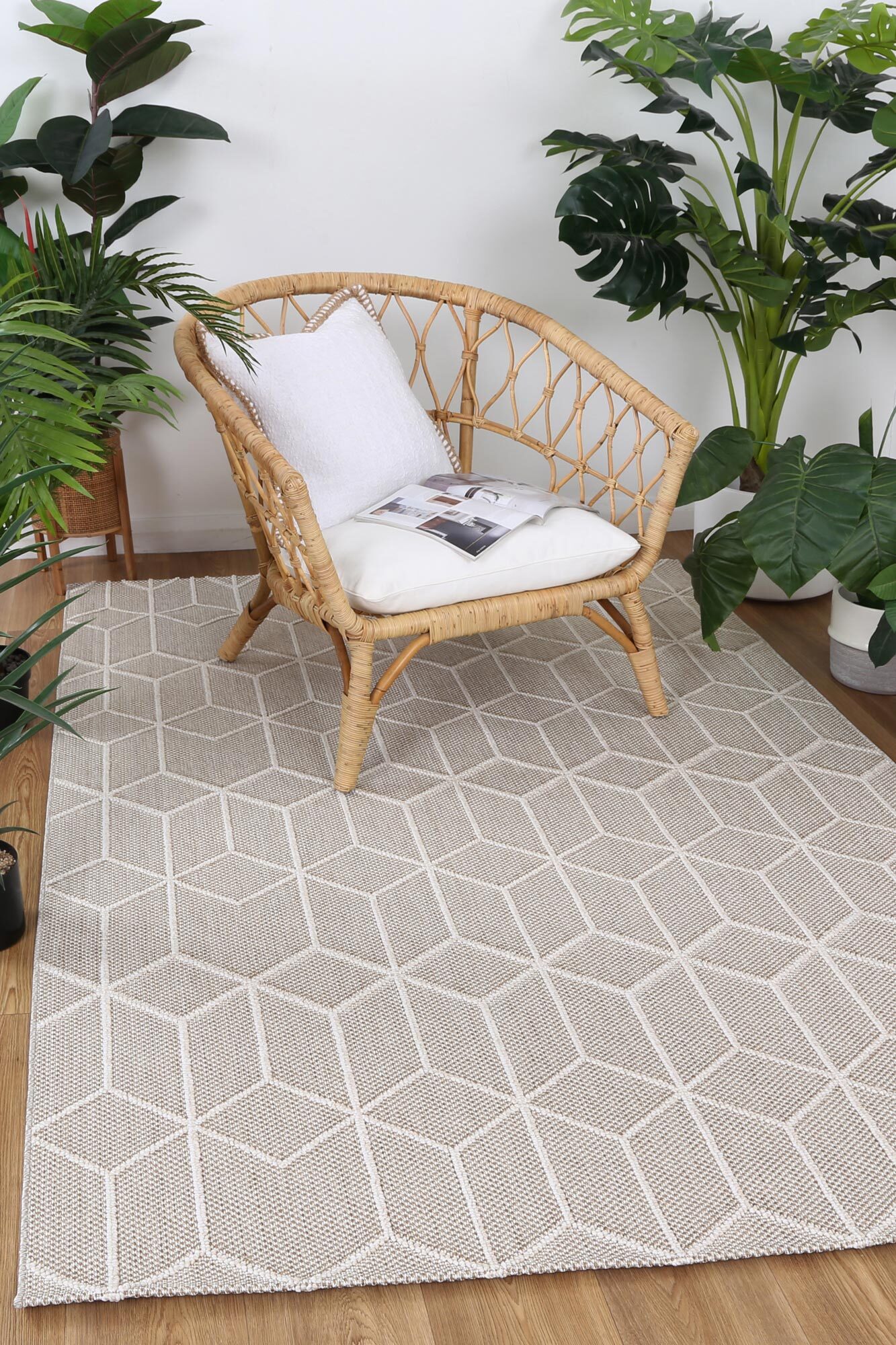 Large View Viva Geometric Flatweave Rug(Size 170 x 120cm)