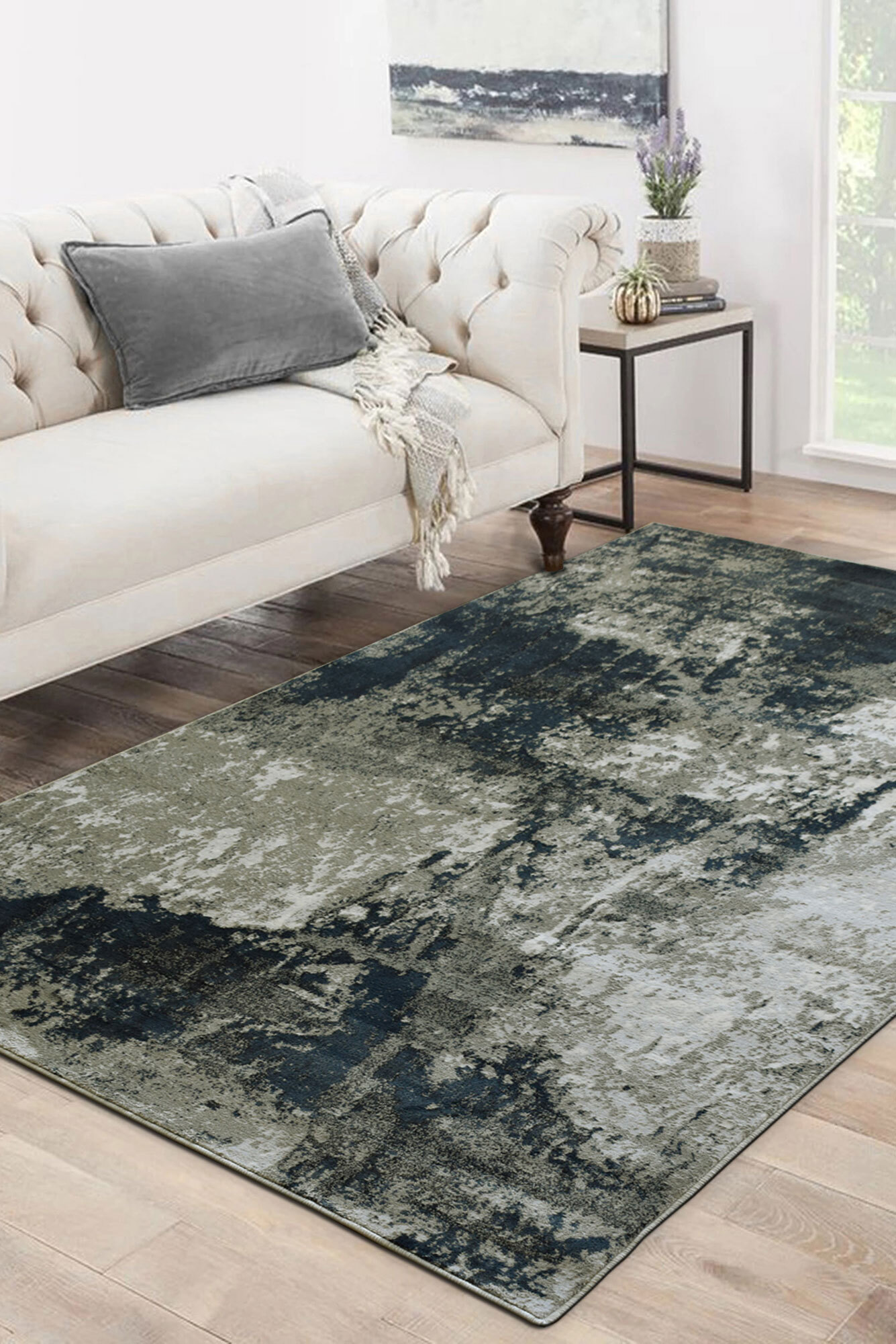 Valentino Black Abstract Rug(Size 170 x 120cm)