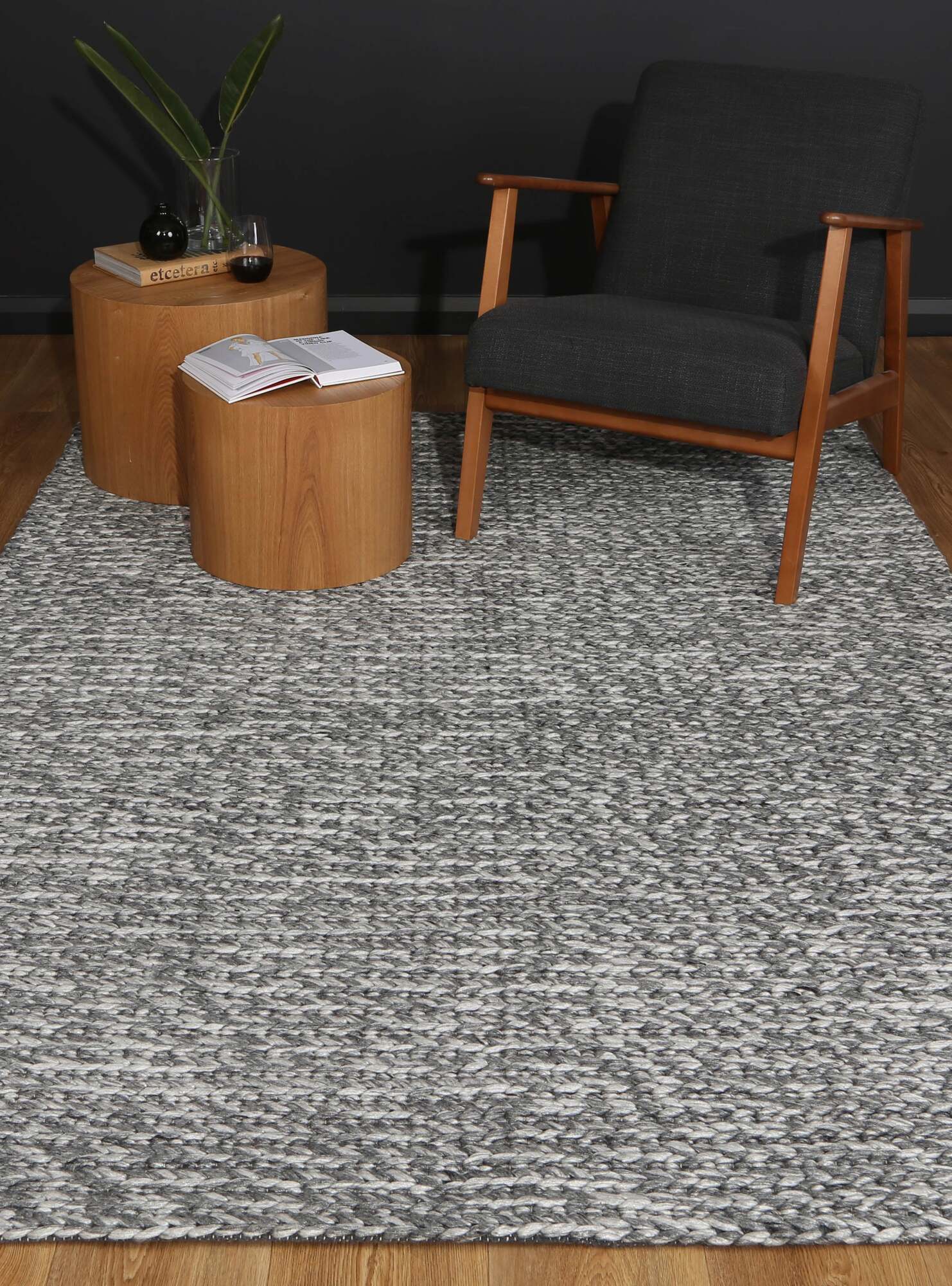 Zuri Charcoal Hand Loomed Rug(Size 230 x 160cm)